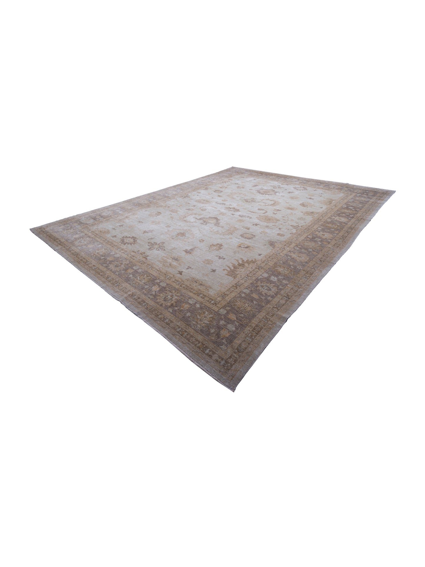 Angora Oushak 126676 Silver Brown 15x19.7 Hand Knotted Rug