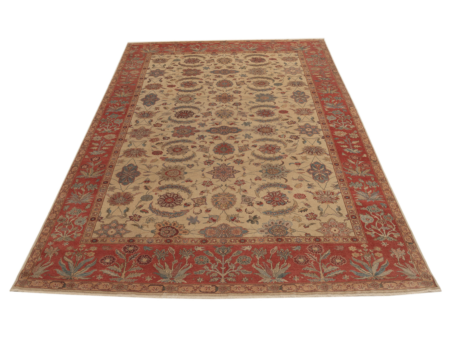 Antique Loom 108038 Ivory Rust 10.5x14.7 Hand Knotted Rug