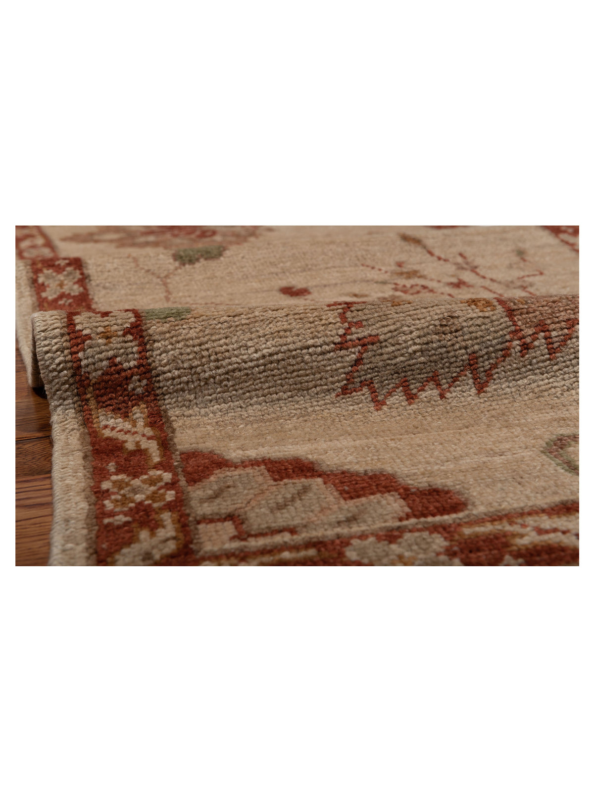 Angora Oushak 121953 Ivory Rust 2.4x13.8 Hand Knotted Rug