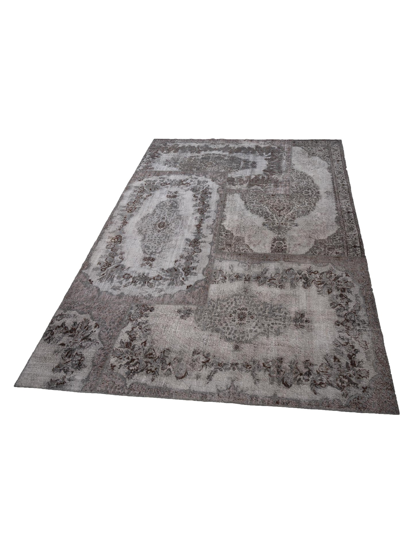 Turkish Vestige Patchwork 130965 Gray 11.5x15.6 Hand Knotted Rug