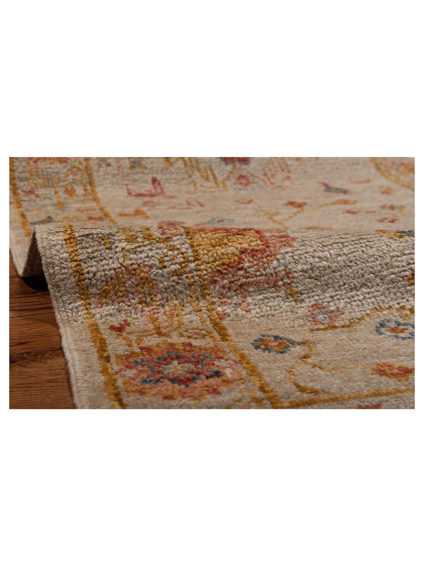 Angora Oushak 148045 Ivory Silver 2.7x14.4 Hand Knotted Rug
