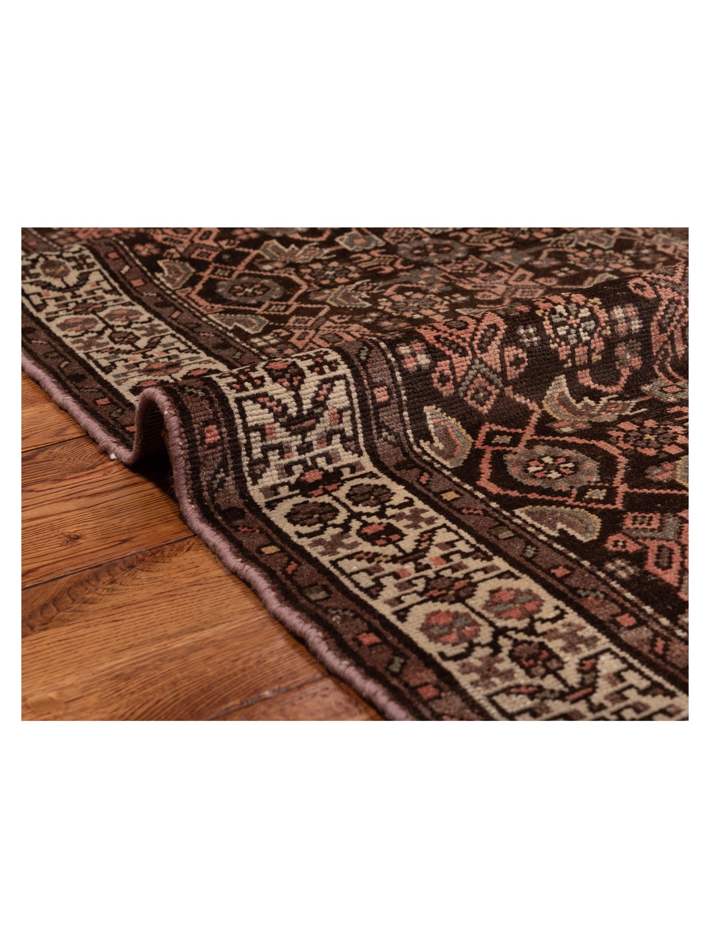 Persian 85744 Dark Brown Ivory 3.3x12.1 Hand Knotted Rug