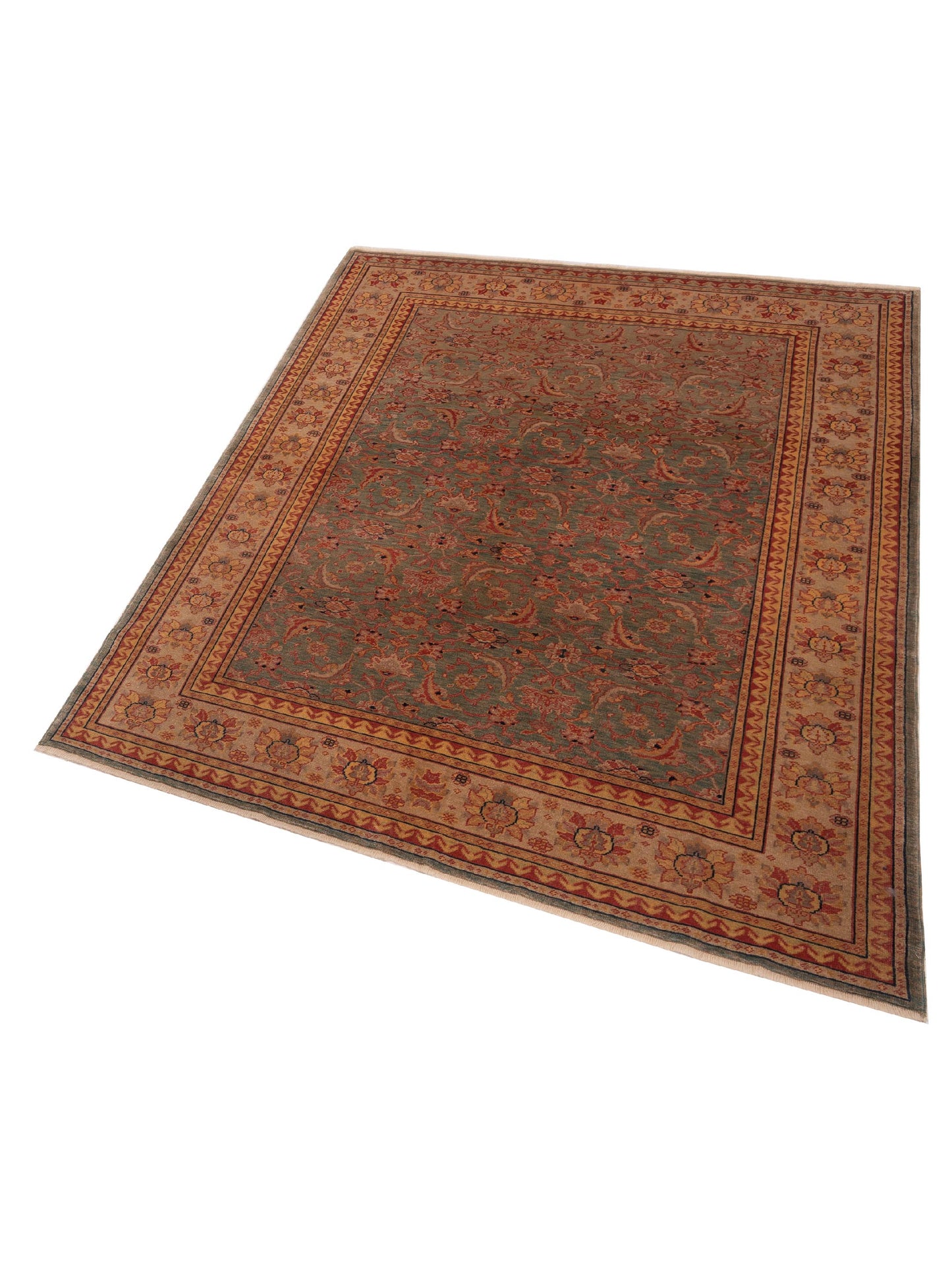 Antique Loom 147358 Blue Beige 6.7x8.1 Hand Knotted Rug