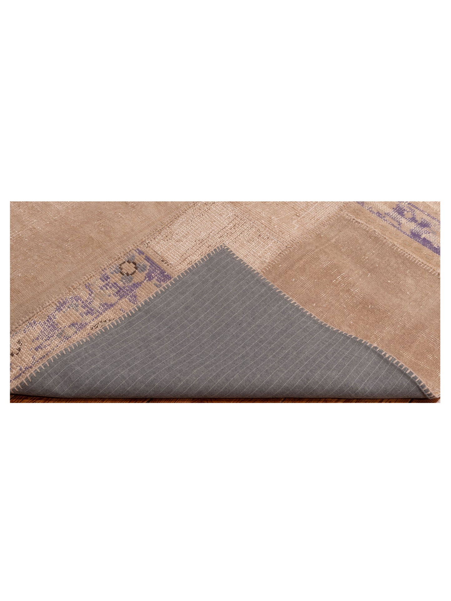 Turkish Vestige Patchwork 111204 Beige Purple 6.7x8.3 Hand Knotted Rug