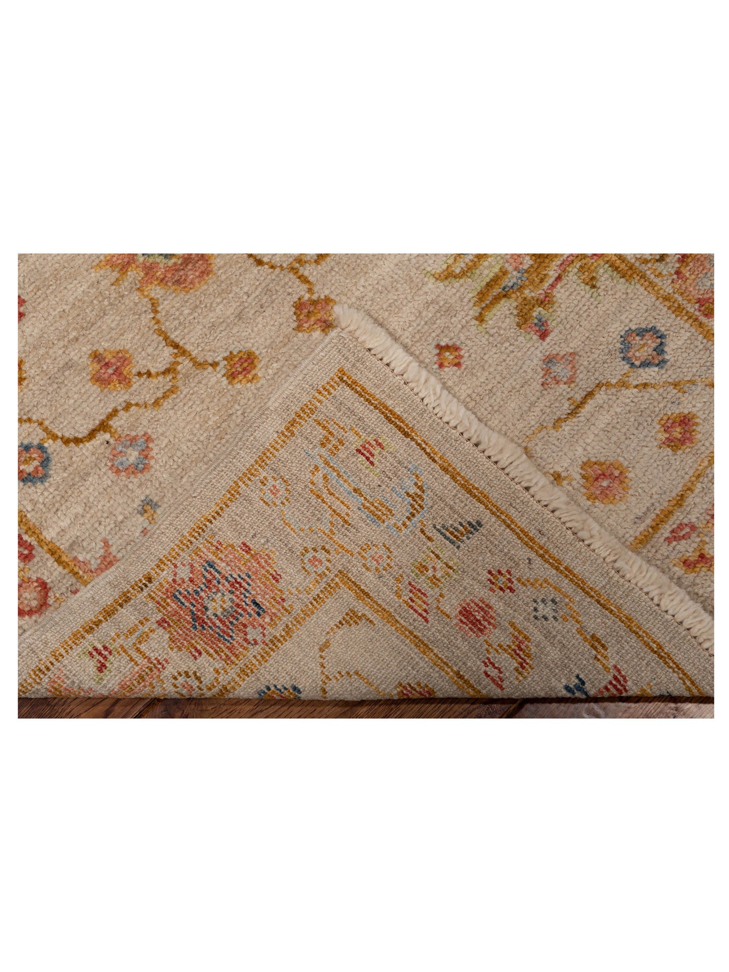 Angora Oushak 148045 Ivory Silver 2.7x14.4 Hand Knotted Rug