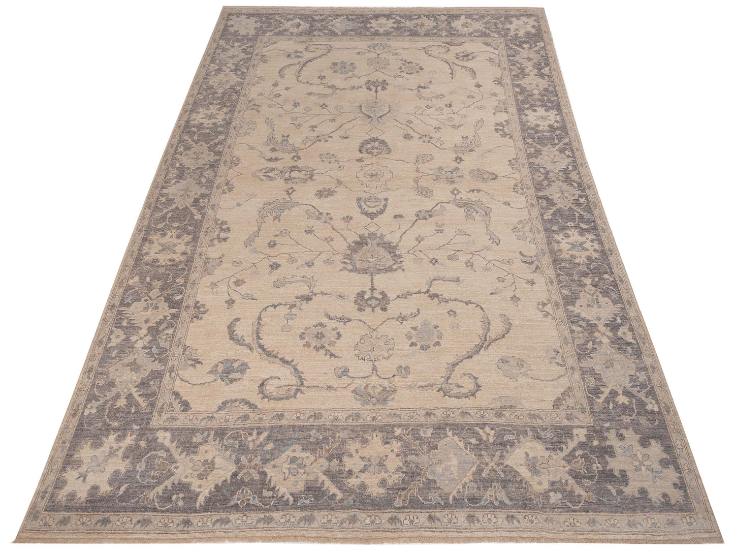Angora Oushak 126202 Ivory Gray 11.3x15.6 Hand Knotted Rug