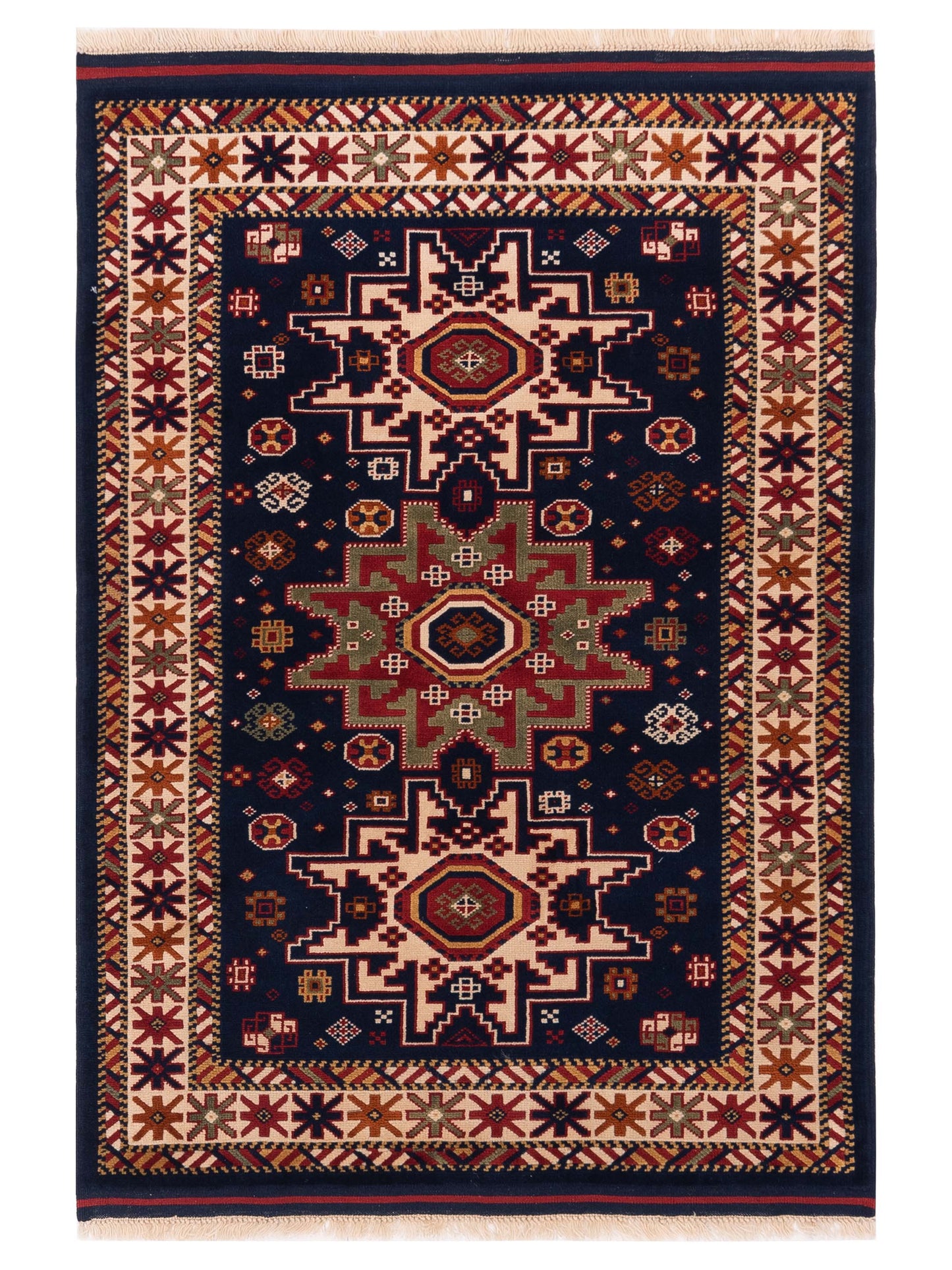 Pasha Turkish Shirwan  Navy Ivory Traditional