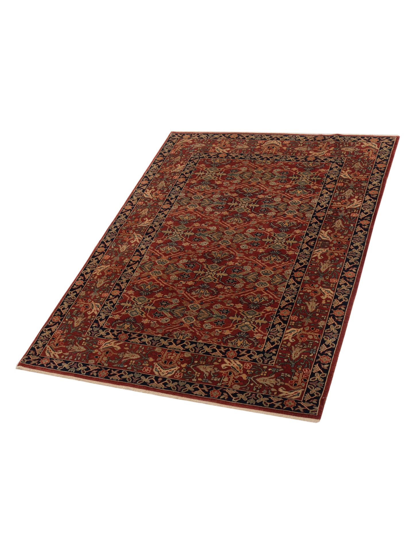 Antique Loom 147433 Red Black 5.11x8 Hand Knotted Rug