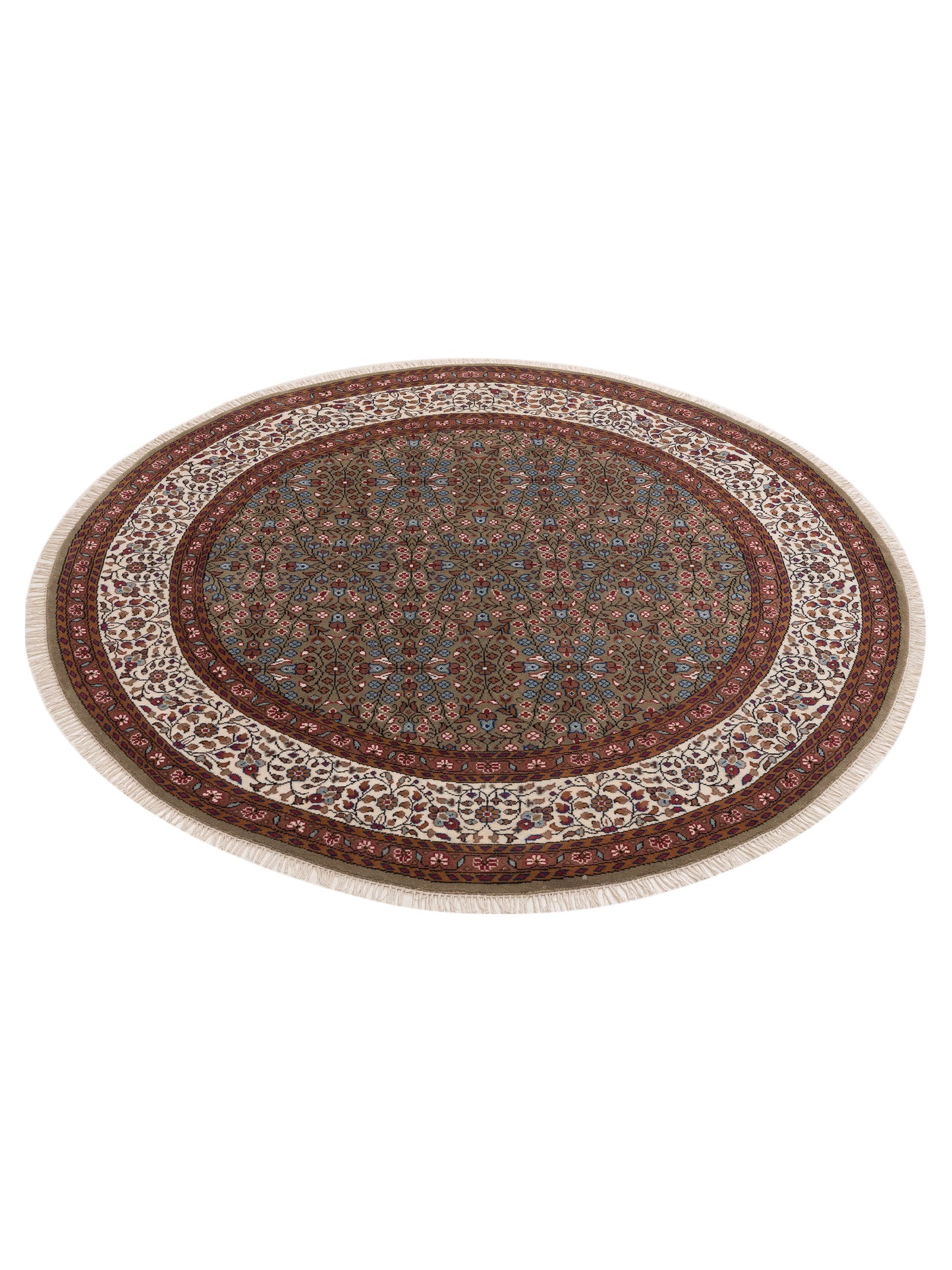 Kayseri 153095 Green Ivory 7.11x7.11 Hand Knotted Rug