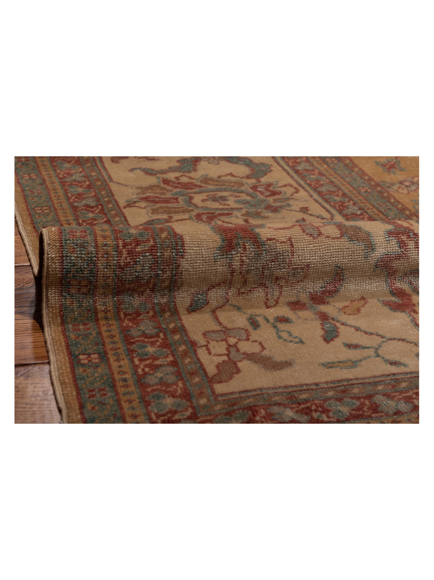 Antique Loom 108177 Gold Beige 14.2x17 Hand Knotted Rug