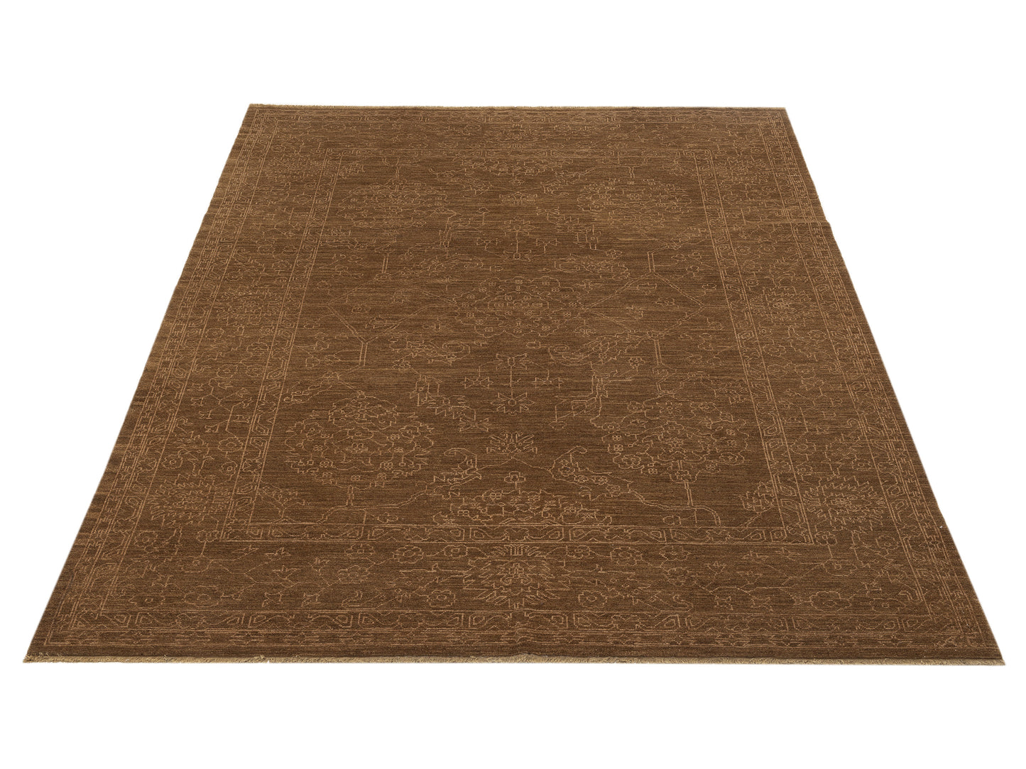 Defne Ruby Brown Gold 8.3x10 Hand Knotted Rug