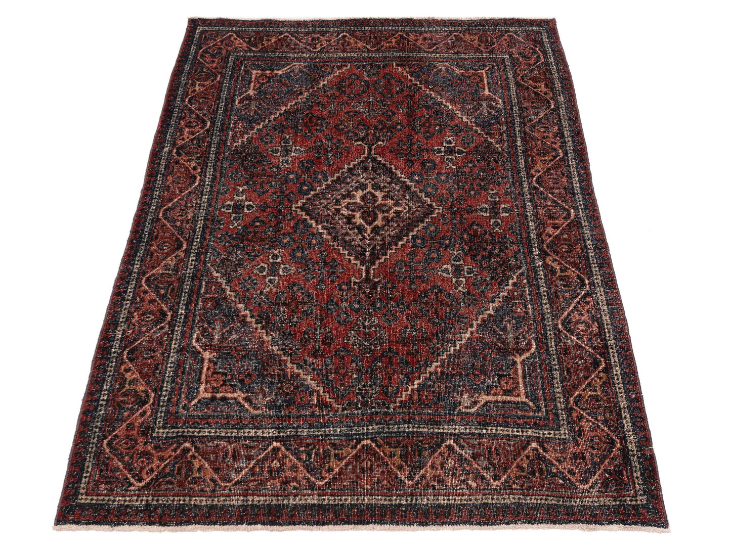 Persian 147717 Charcoal Red 4.5x6.6 Hand Knotted Rug
