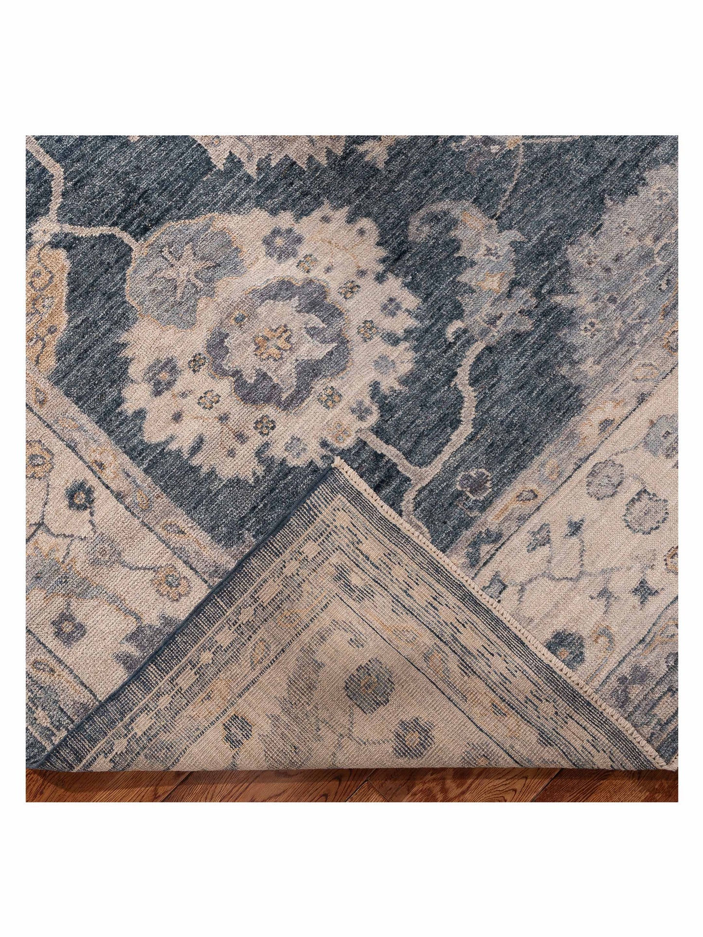 Angora Oushak 156028 Blue Ivory 9x11.10 Hand Knotted Rug