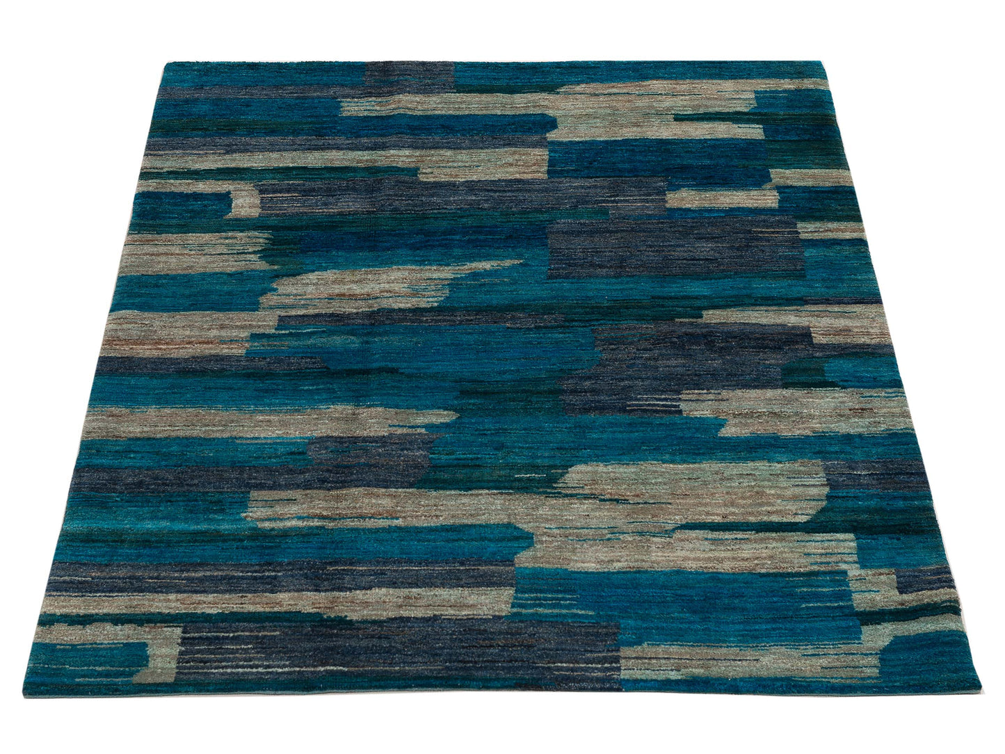 Tibetino 154014 Blue Beige 5x6.6 Hand Knotted Rug