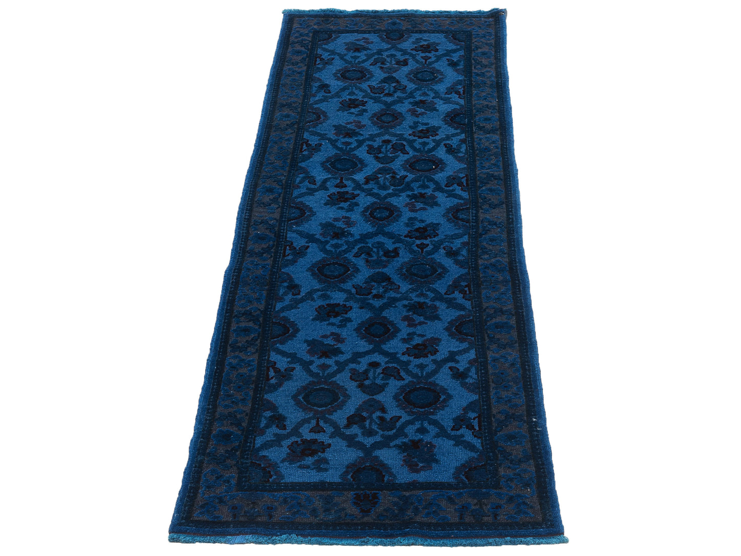 Vintage 74022 Blue 2.6x8.3 Hand Knotted Rug