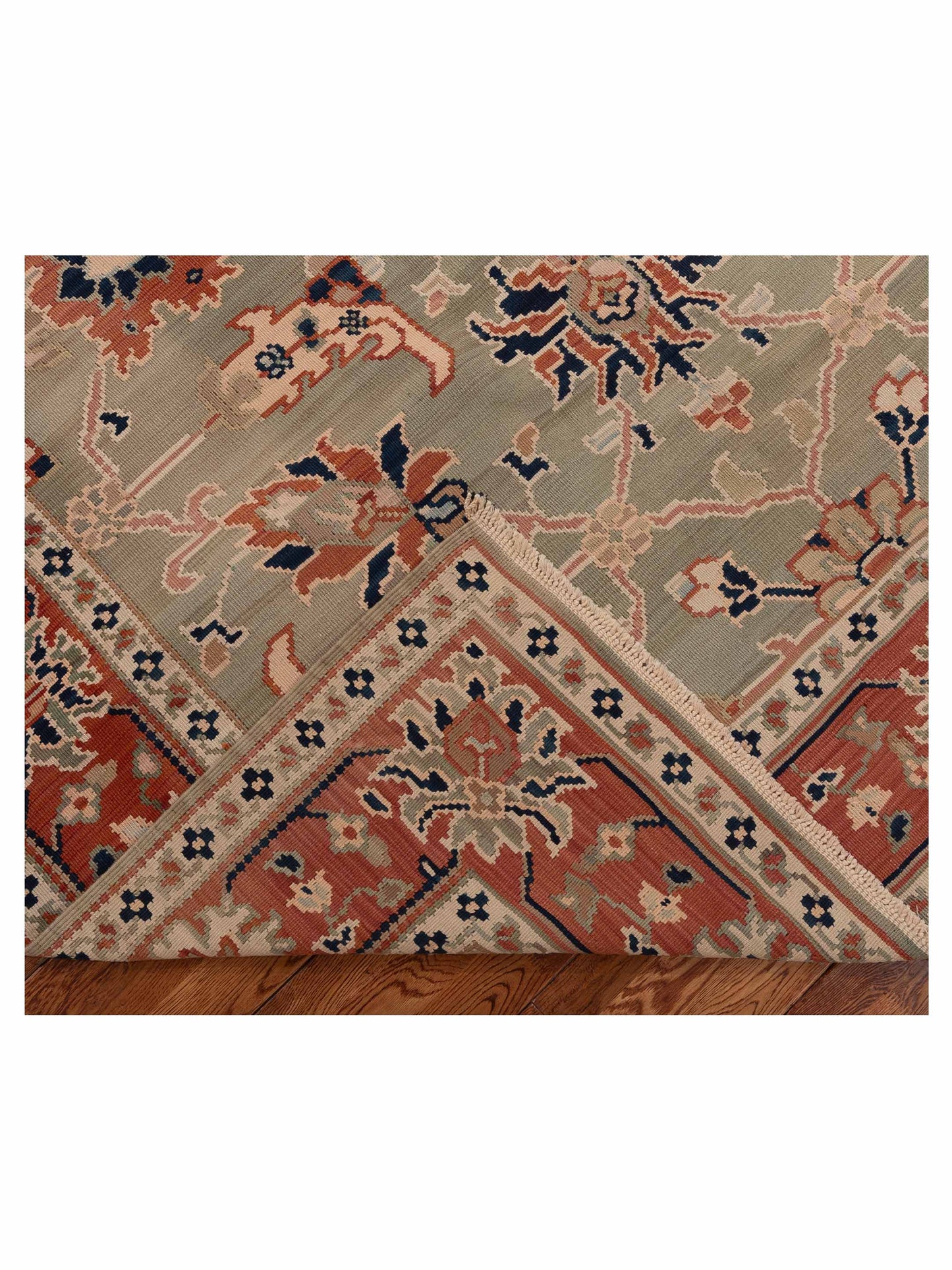 Transilvanian Kilim 153706 Green Red 6.9x8.5 Hand Woven Rug