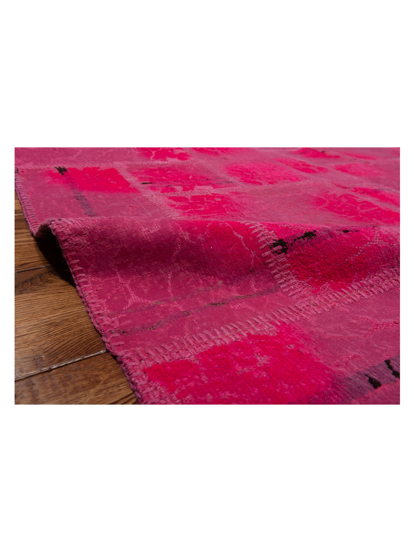 Turkish Vestige Patchwork 142782 Pink 8.3x9.1 Hand Knotted Rug