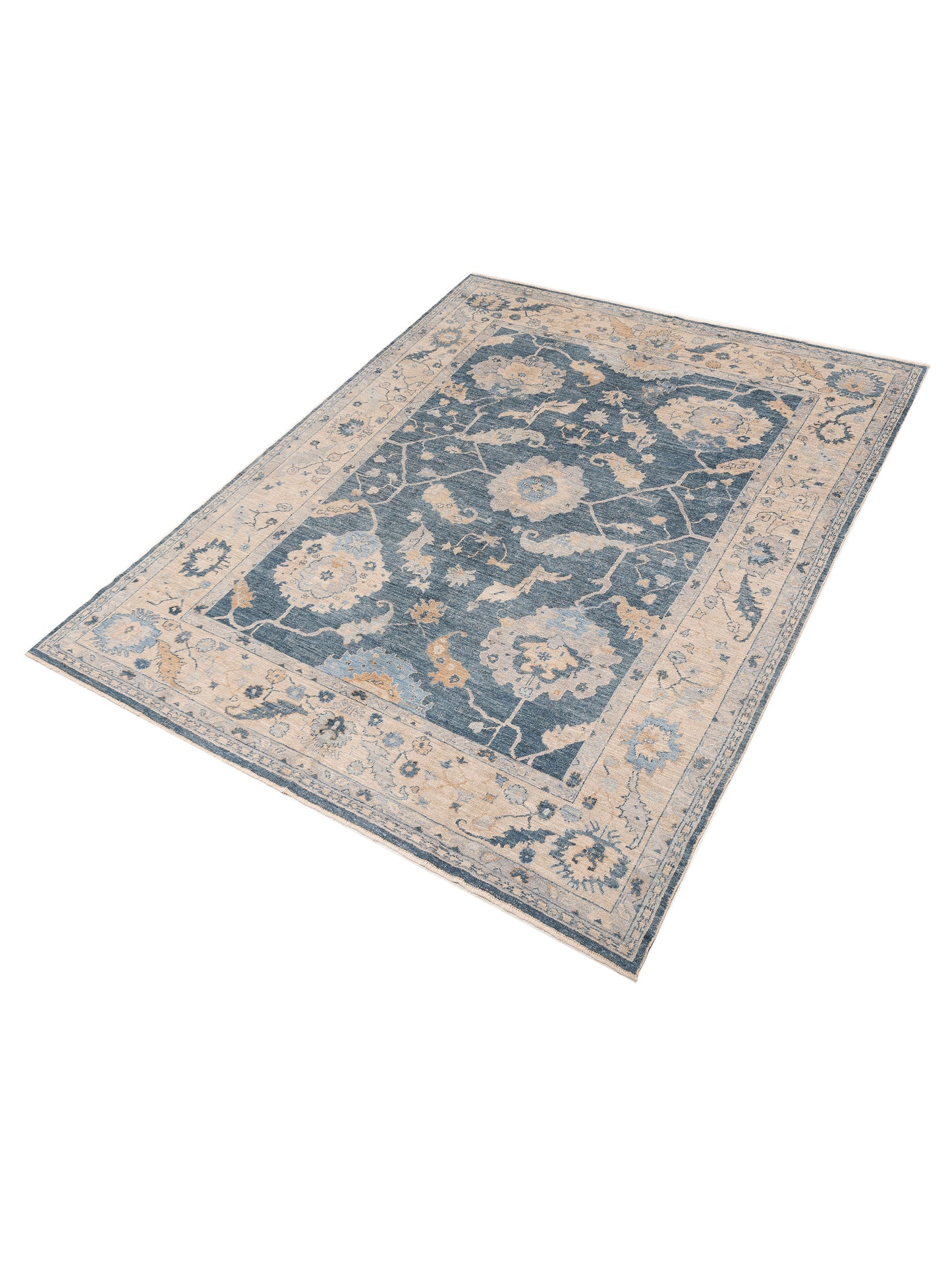 Angora Oushak 151140 Dark Blue Silver 10.1x13.1 Hand Knotted Rug