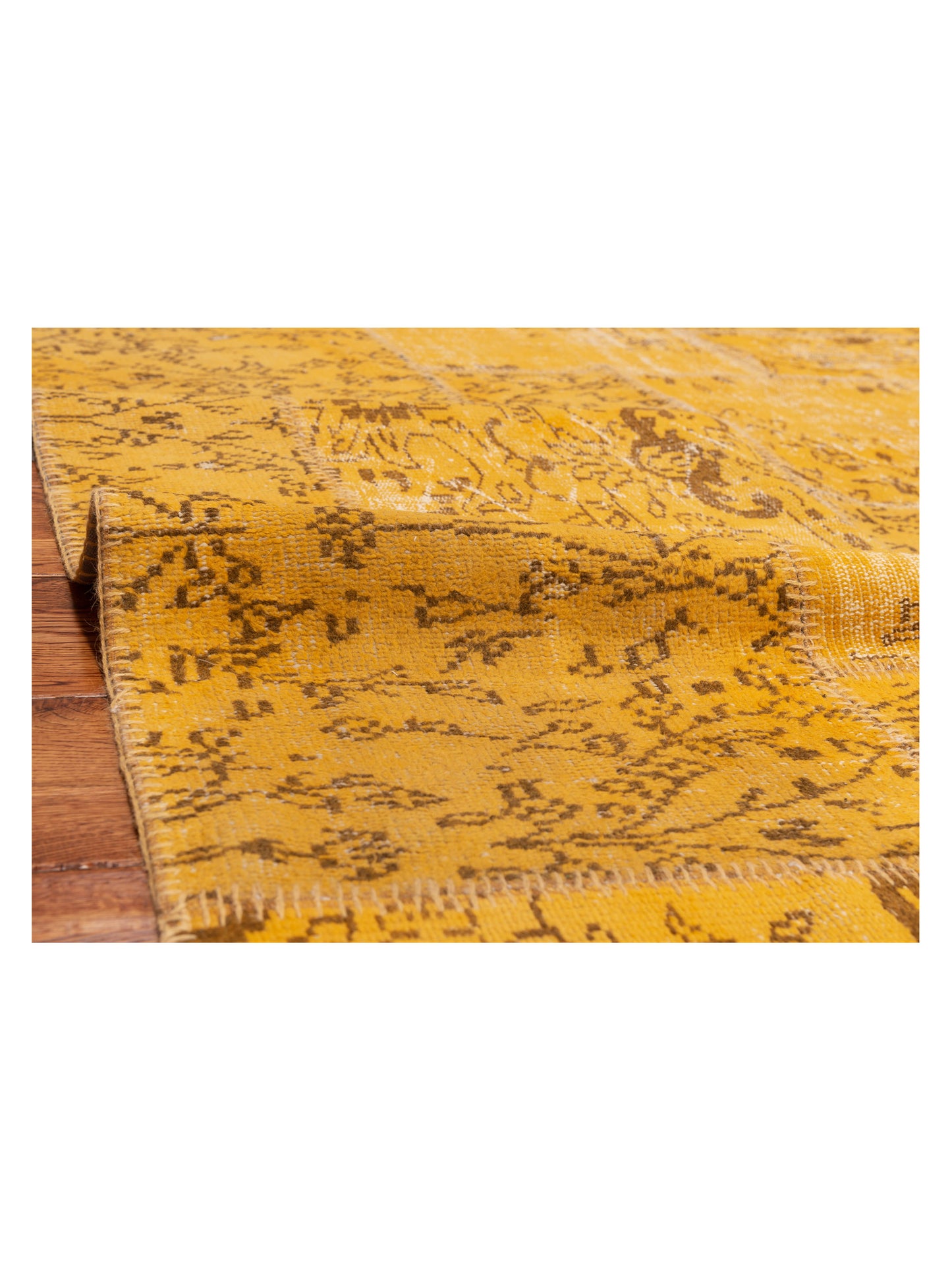 Turkish Vestige Patchwork 115701 Yellow 4.11x7.11 Hand Knotted Rug