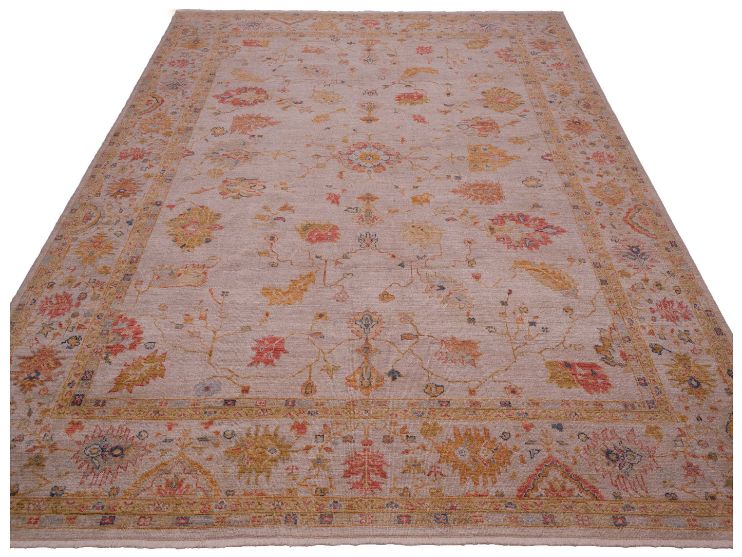 Angora Oushak 146539 Ivory Ivory 11.9x14.7 Hand Knotted Rug