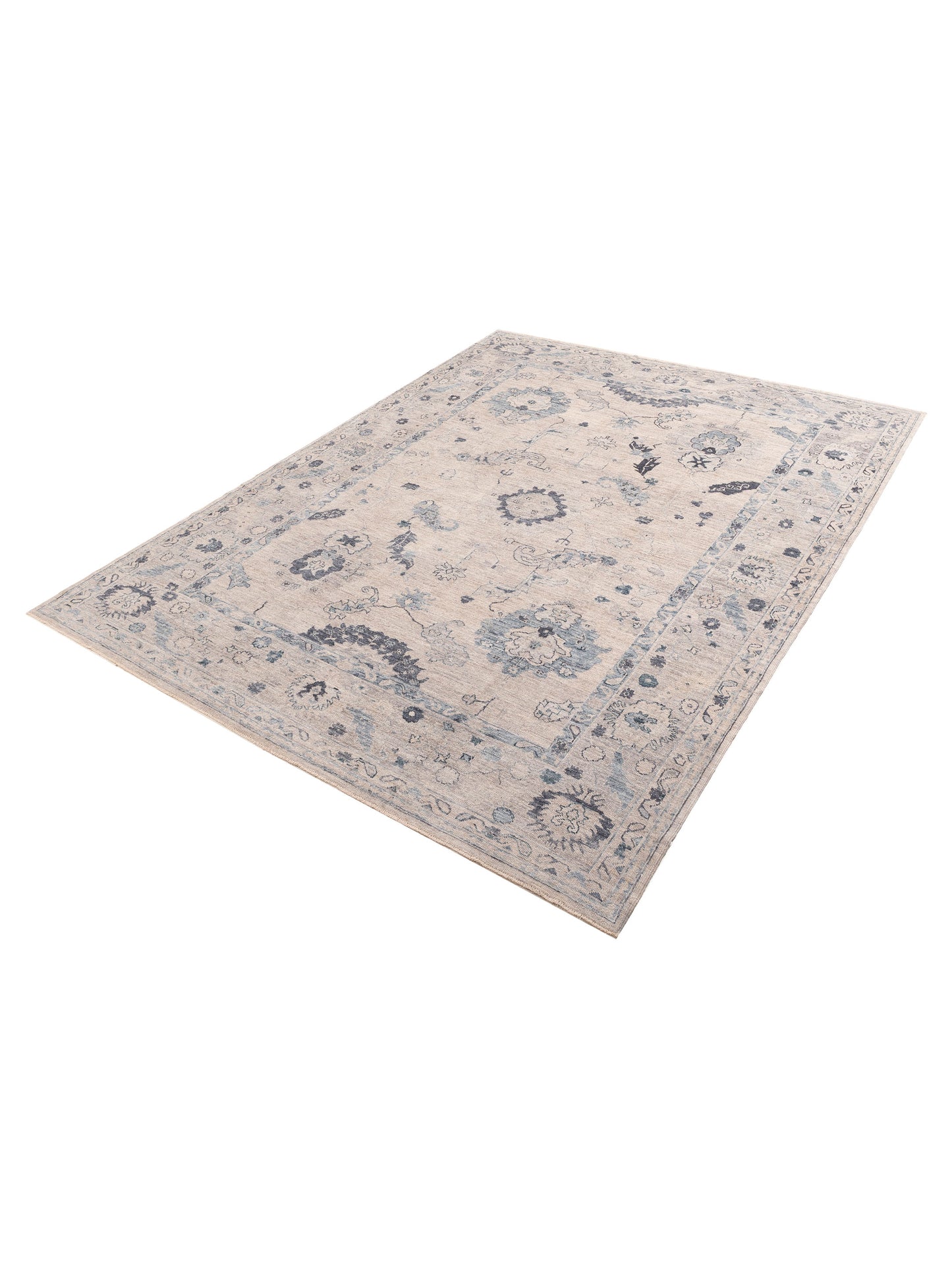 Angora Oushak 156051 Gray Gray 10.3x13.7 Hand Knotted Rug