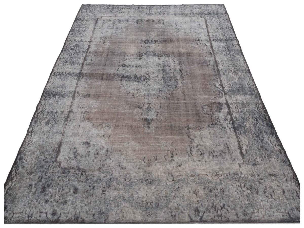 Vintage 130367 Dark Gray Gray 9.7x12.6 Hand Knotted Rug
