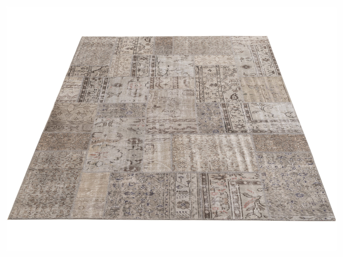 Turkish Vestige Patchwork 114903 Light Gray 8.2x9.10 Hand Knotted Rug