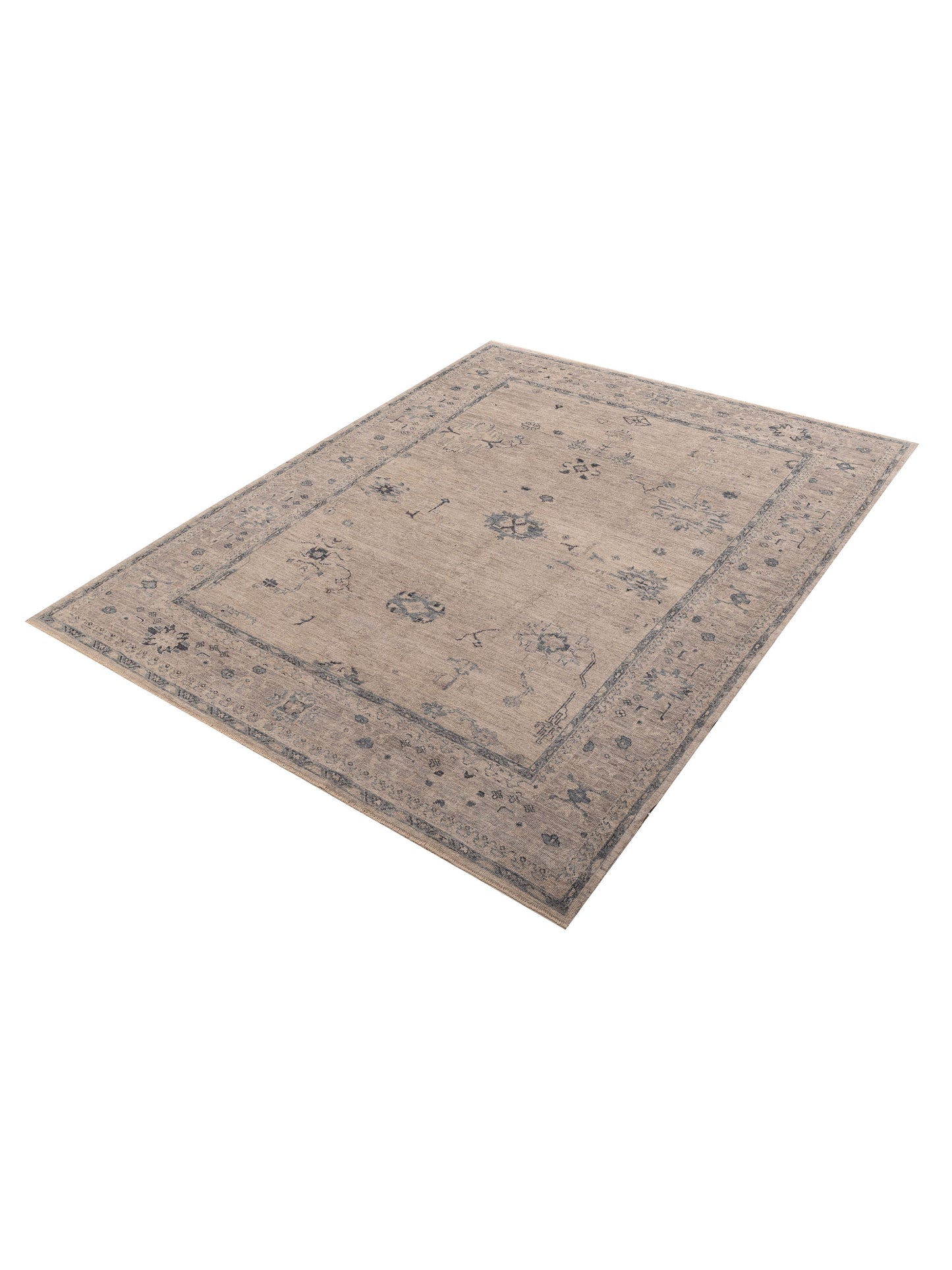Angora Oushak 156094 Gray Gray 9.2x11.7 Hand Knotted Rug