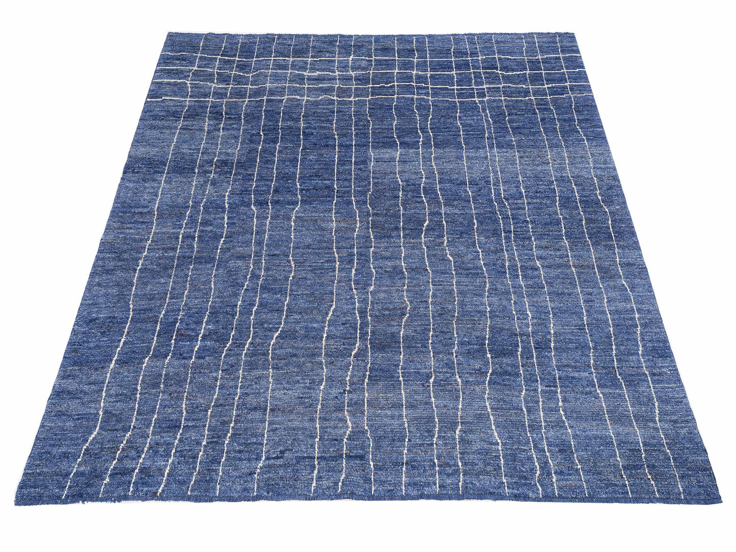 Berber Demre Dark Blue Ivory 9.4x11.3 Hand Knotted Rug