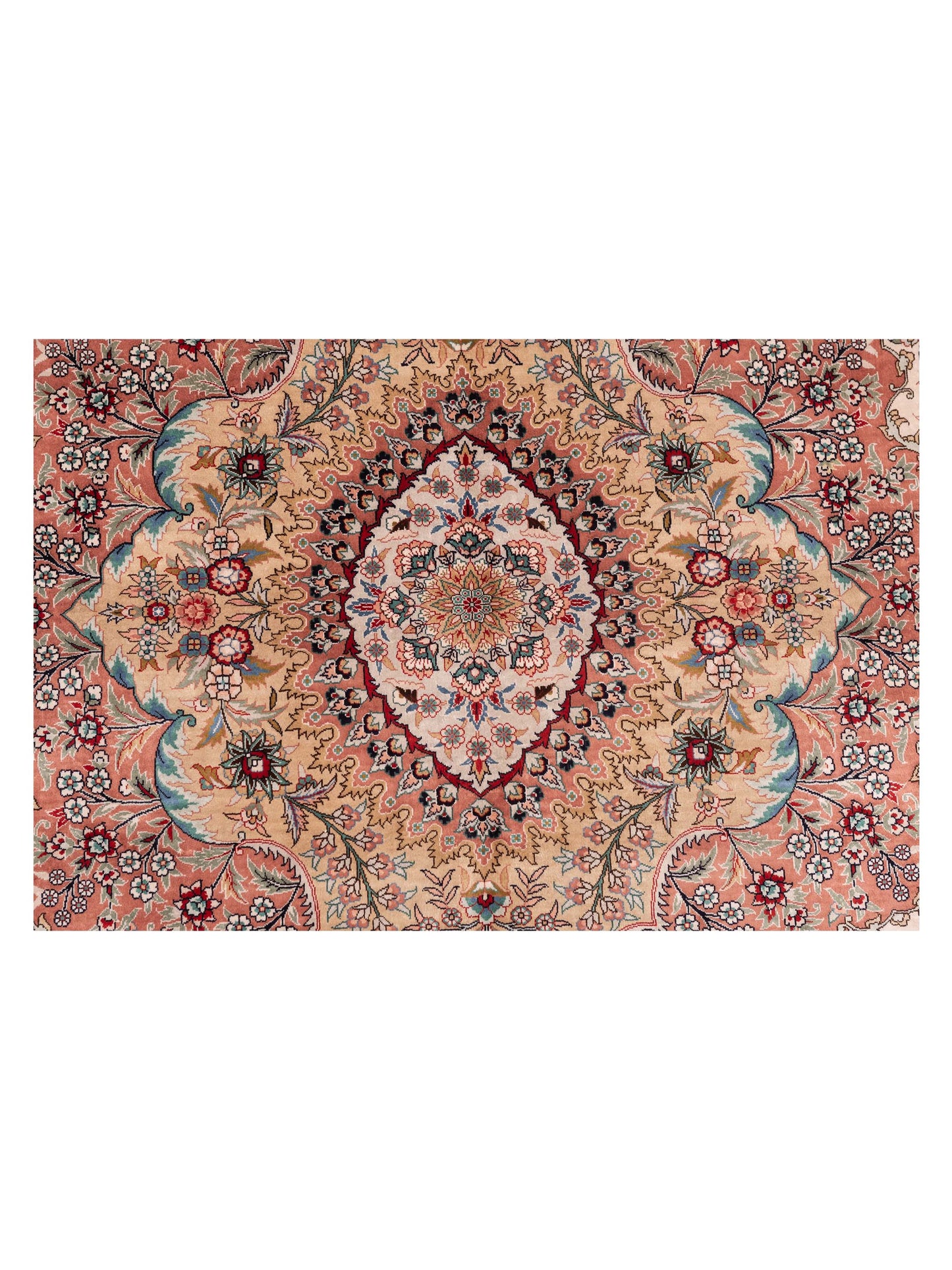 Pure Silk 120757 Ivory Pink 8.1x10.2 Hand Knotted Rug