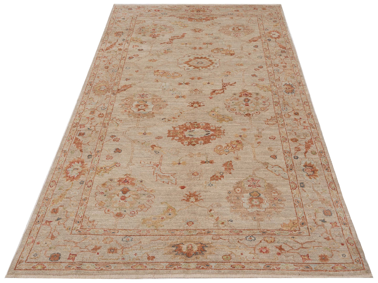 Angora Oushak 148217 Ivory Silver 6.1x11.2 Hand Knotted Rug