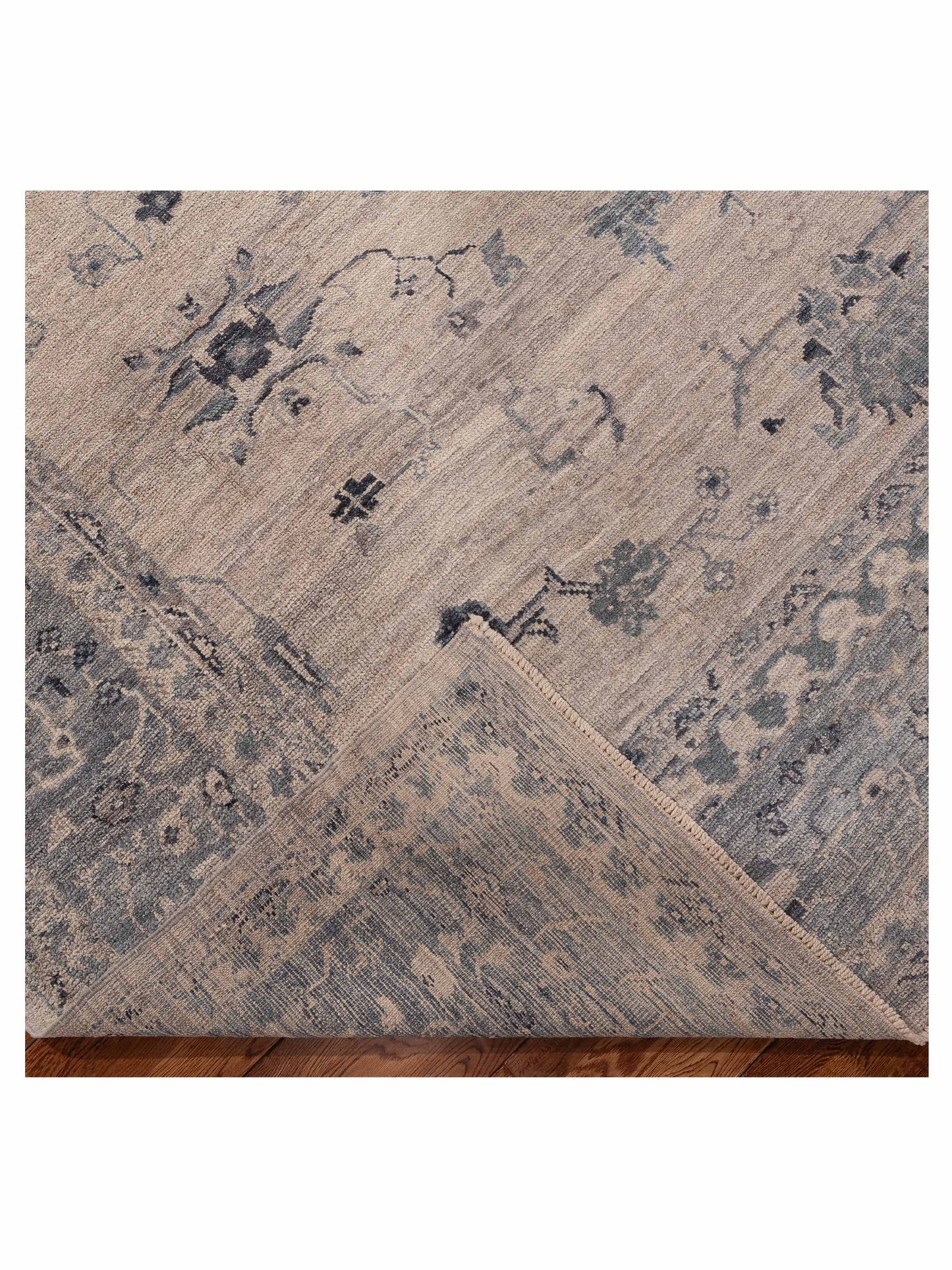 Angora Oushak 156087 Silver Blue 9.1x11.9 Hand Knotted Rug