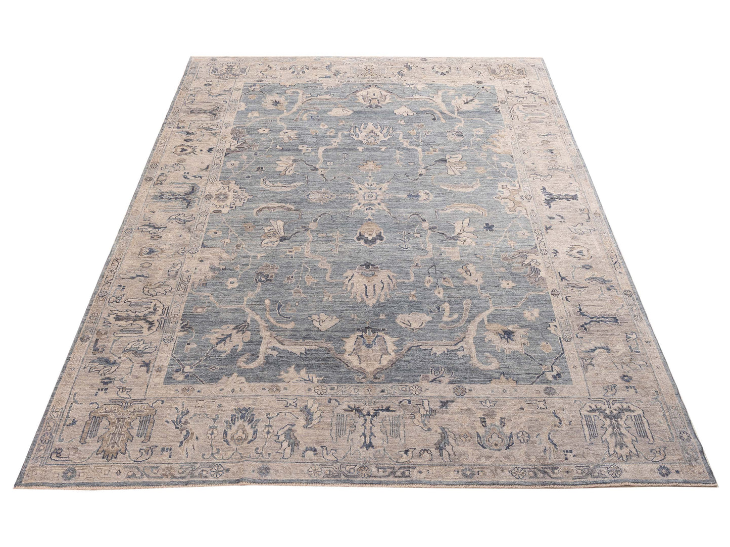Angora Oushak 156075 Blue Gray 10.1x13.6 Hand Knotted Rug