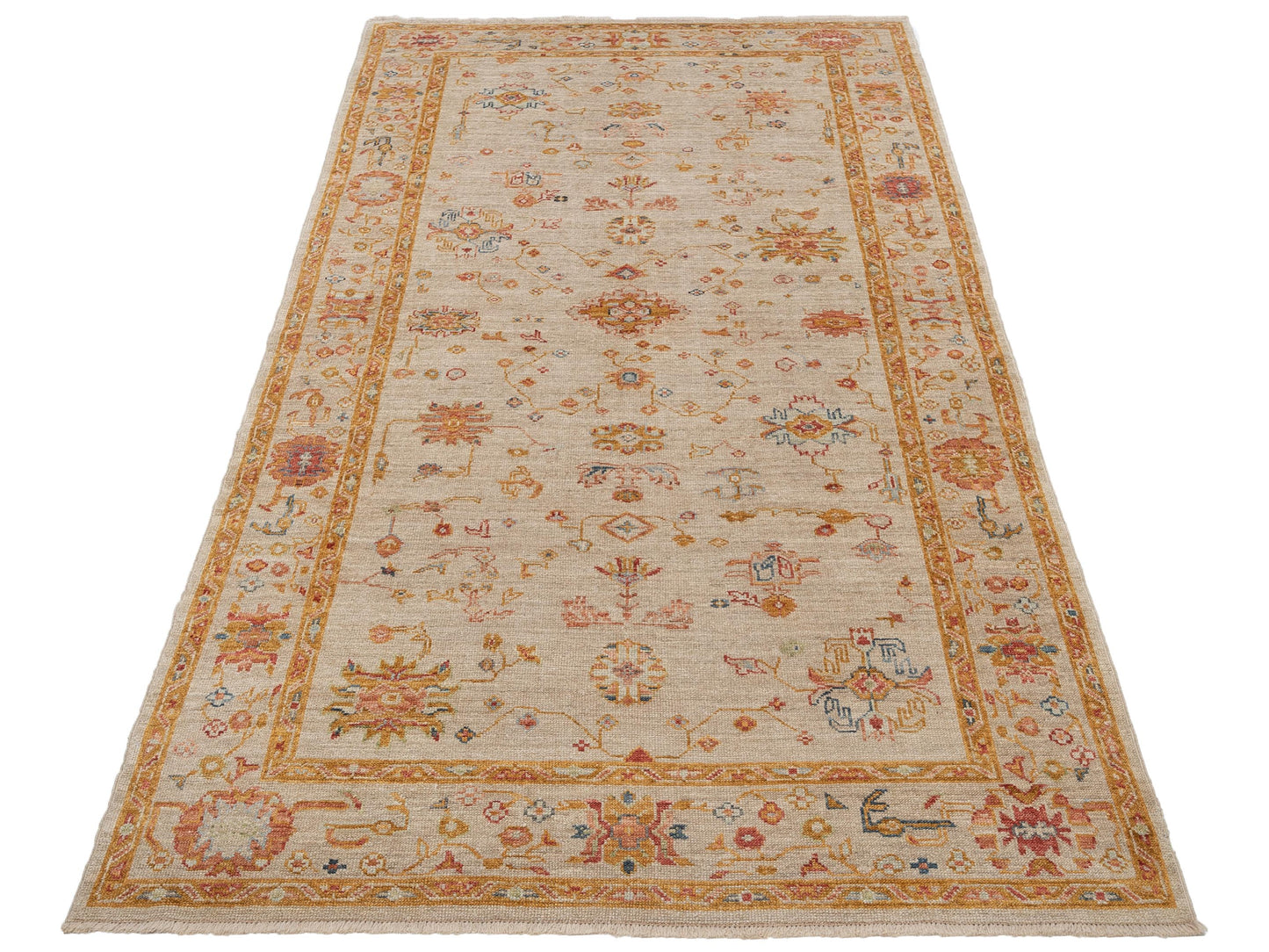 Angora Oushak 145823 Ivory Silver 6.1x11.5 Hand Knotted Rug