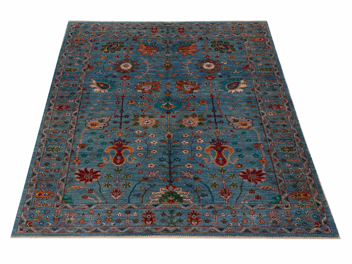 Sultan 155487 Blue Blue 5.2x7 Hand Knotted Rug