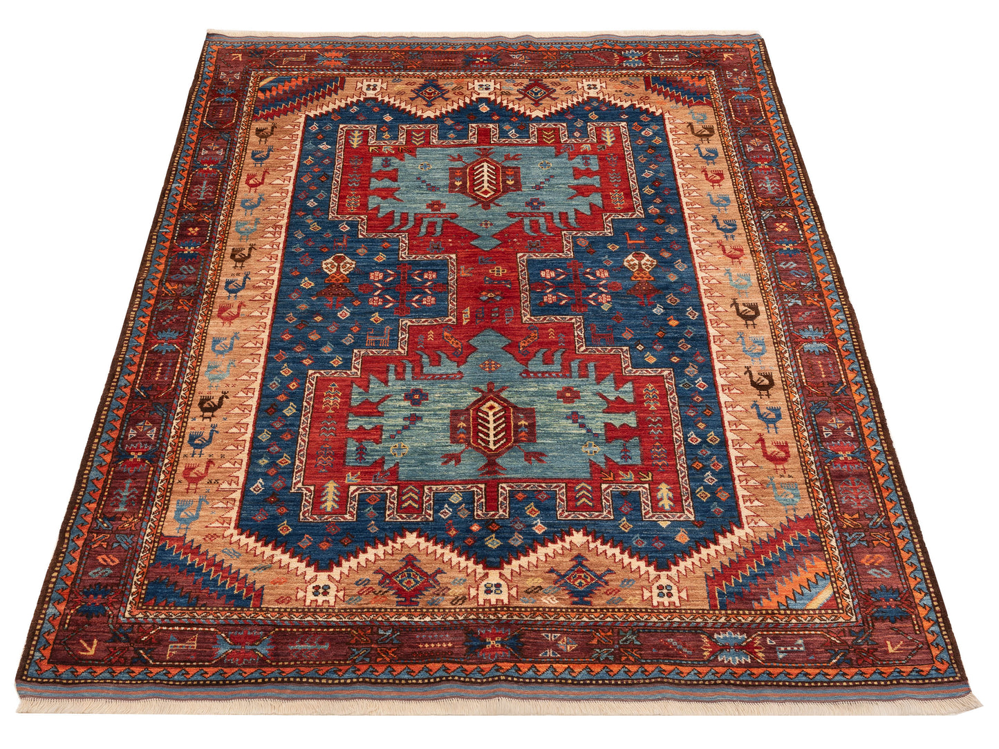 Artisan Kazak 152384 Navy Plum 6.6x8.6 Hand Knotted Rug