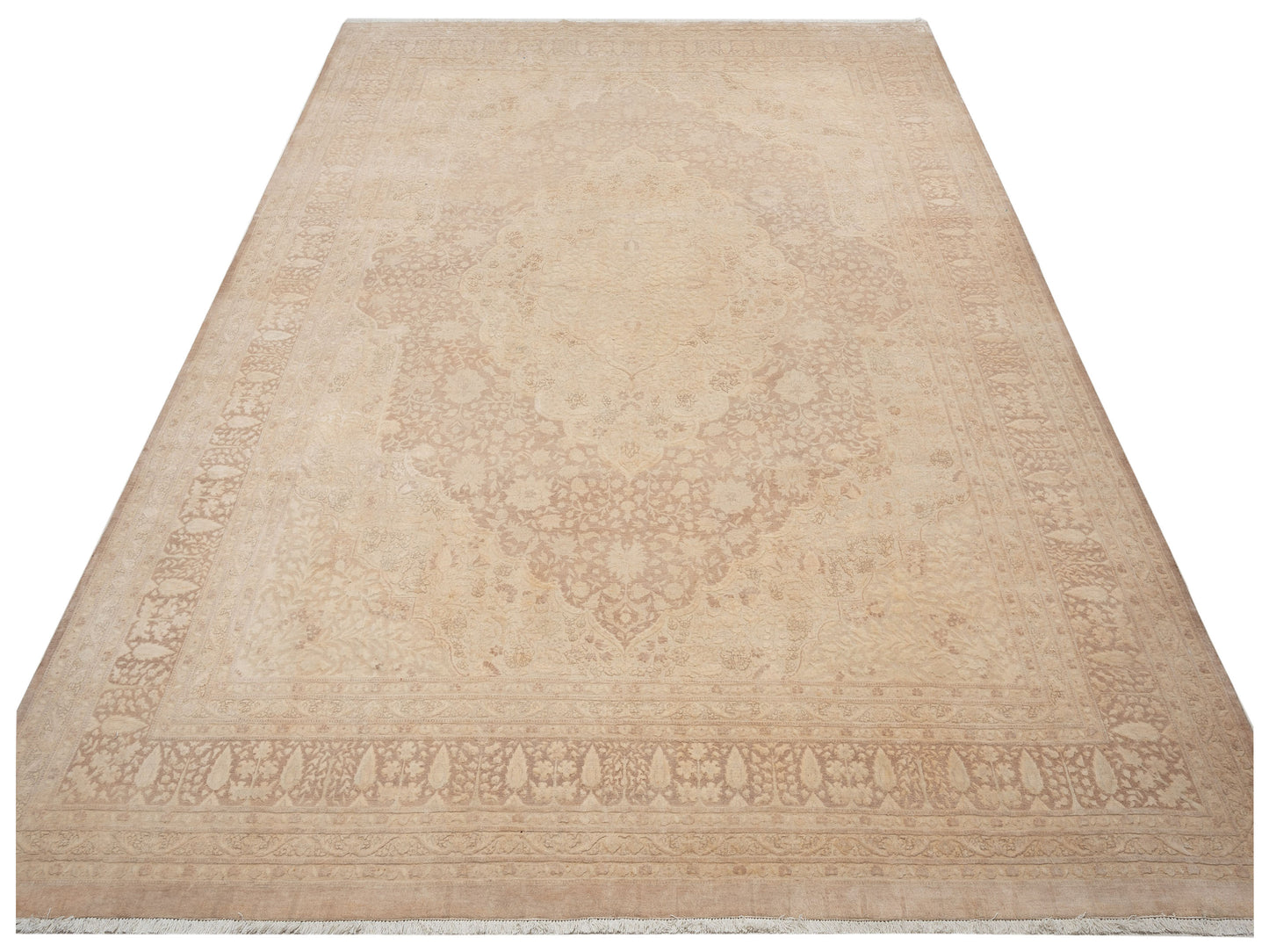 Vintage 111384 Beige Brown 10x13.9 Hand Knotted Rug
