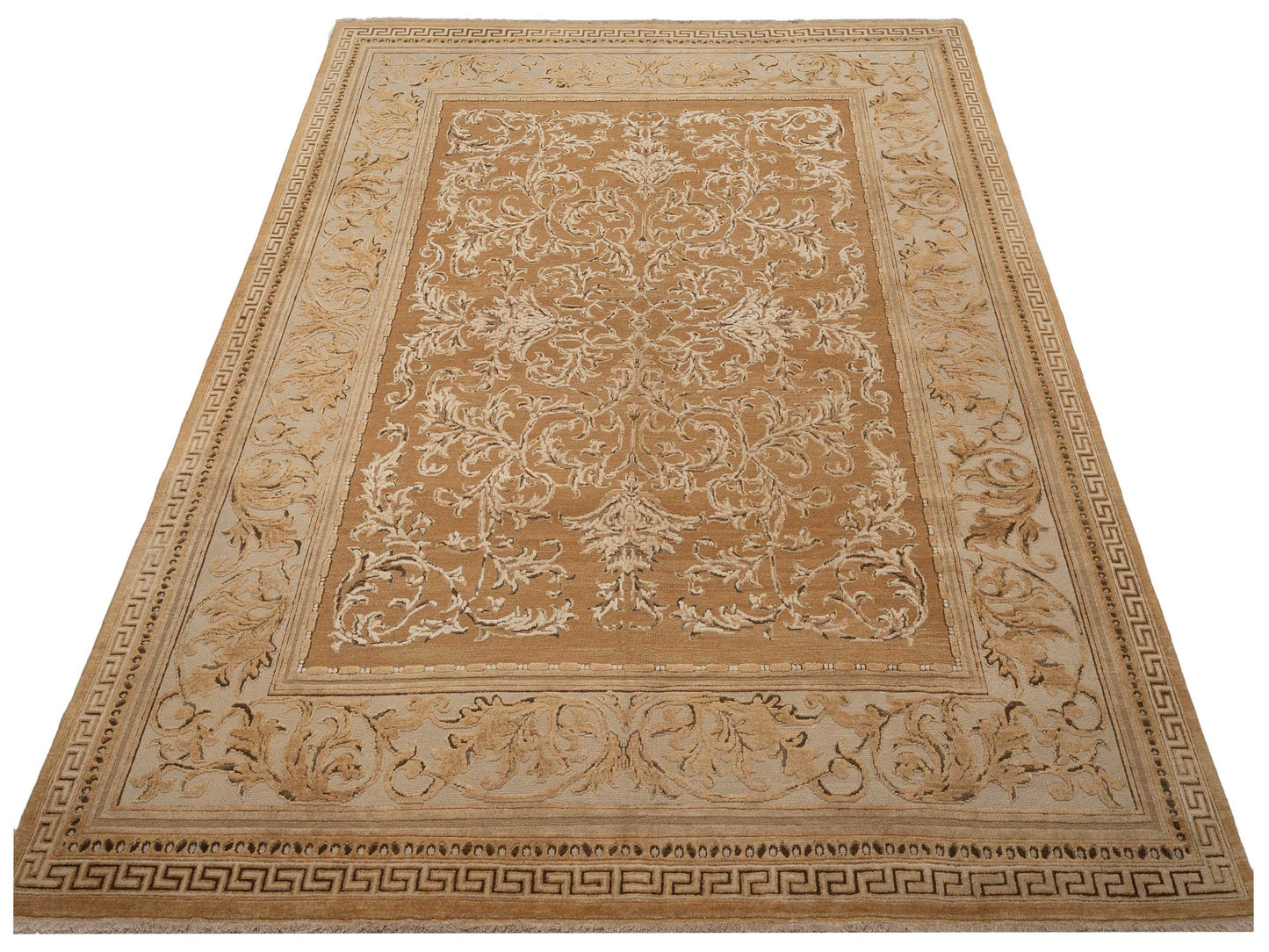 Turkish Elvan 79757 Gold Ivory 8x10.3 Hand Knotted Rug