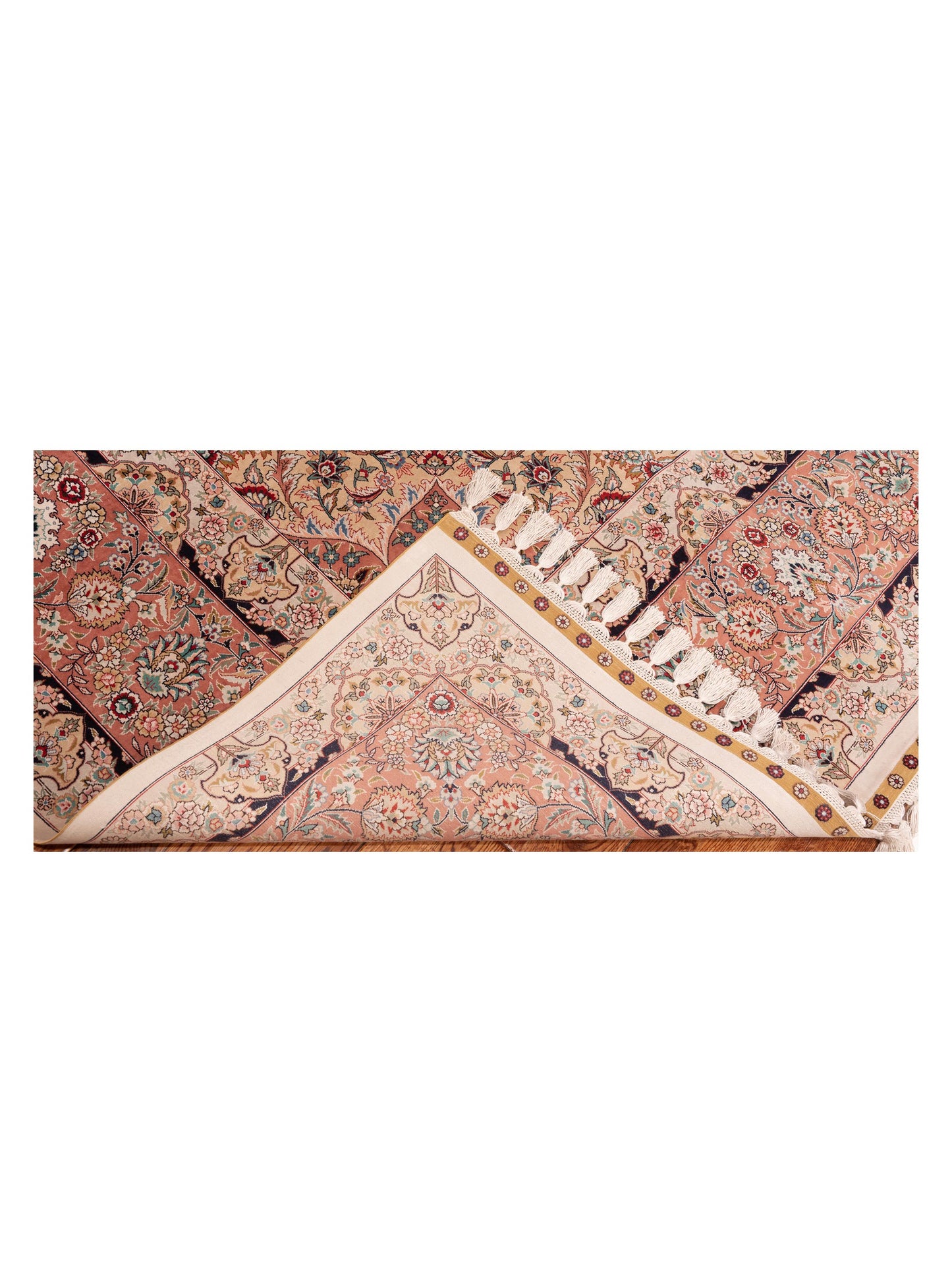 Pure Silk 120757 Ivory Pink 8.1x10.2 Hand Knotted Rug