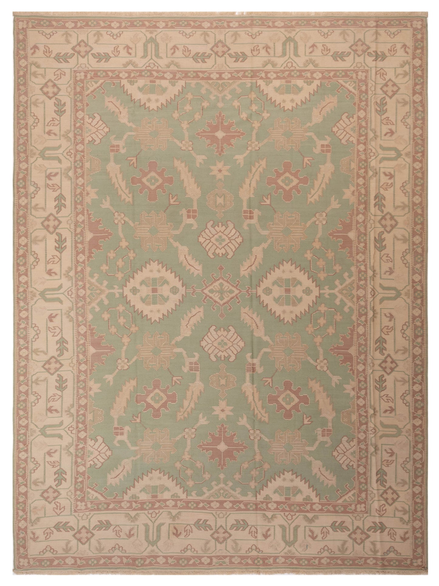 Pasha Transilvanian Kilim  Green Ivory Traditional