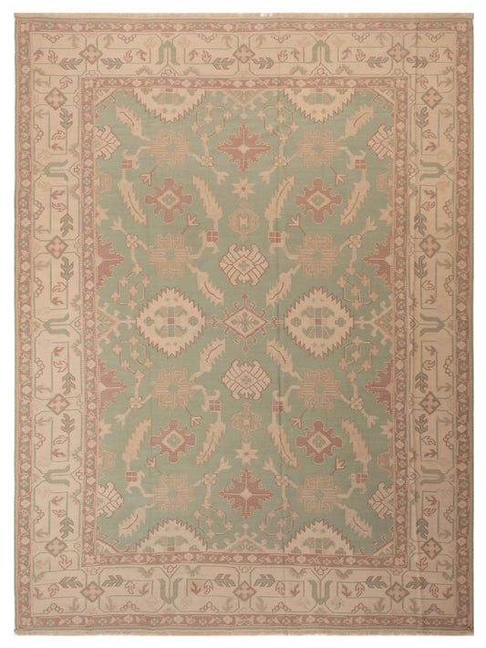 Pasha Transilvanian Kilim  Green Ivory Traditional