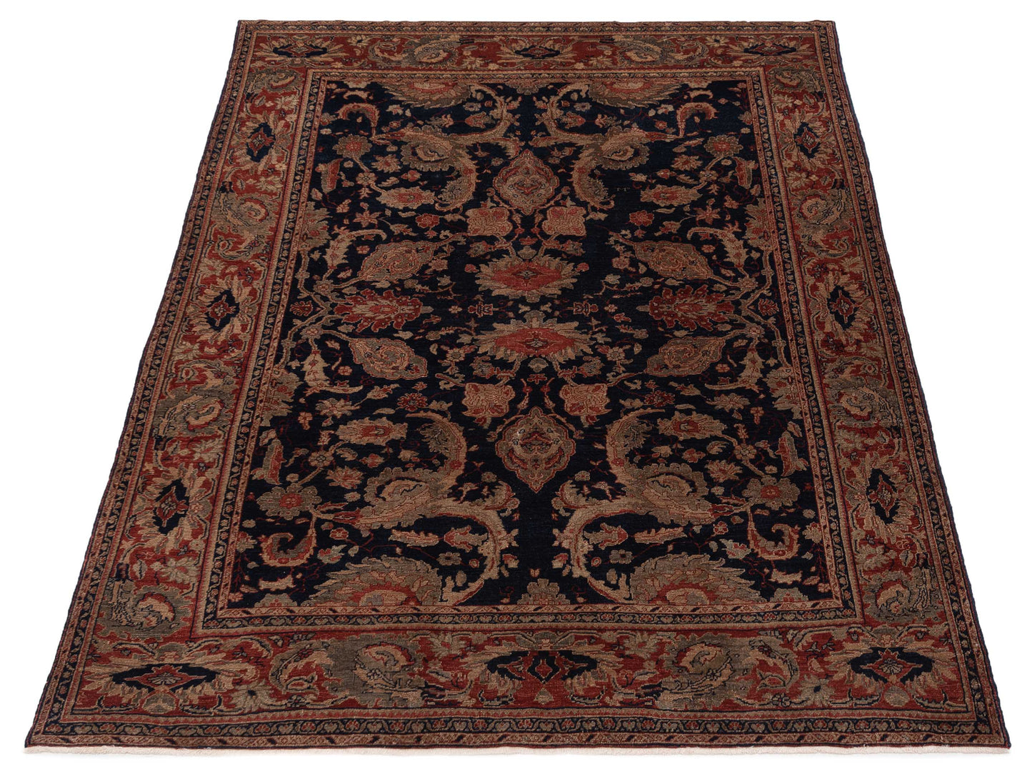 Turkish Elvan 68367 Navy Red 8.10x12.3 Hand Knotted Rug