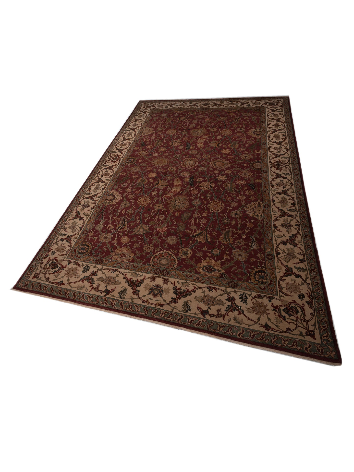 Antique Loom 107975 Burgundy Ivory 12.3x18.1 Hand Knotted Rug