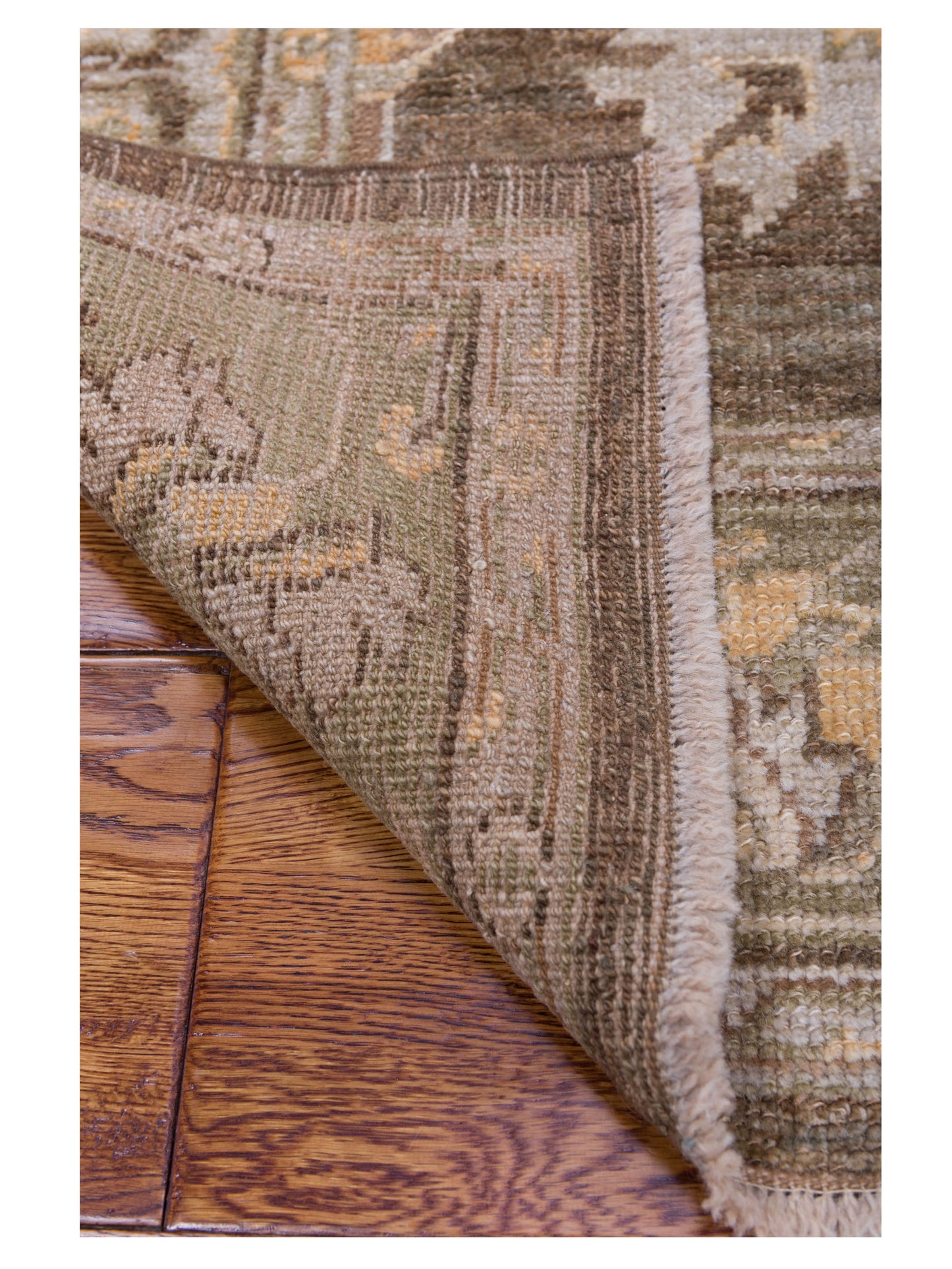 Angora Oushak 117614 Brown Green 5.11x8.2 Hand Knotted Rug