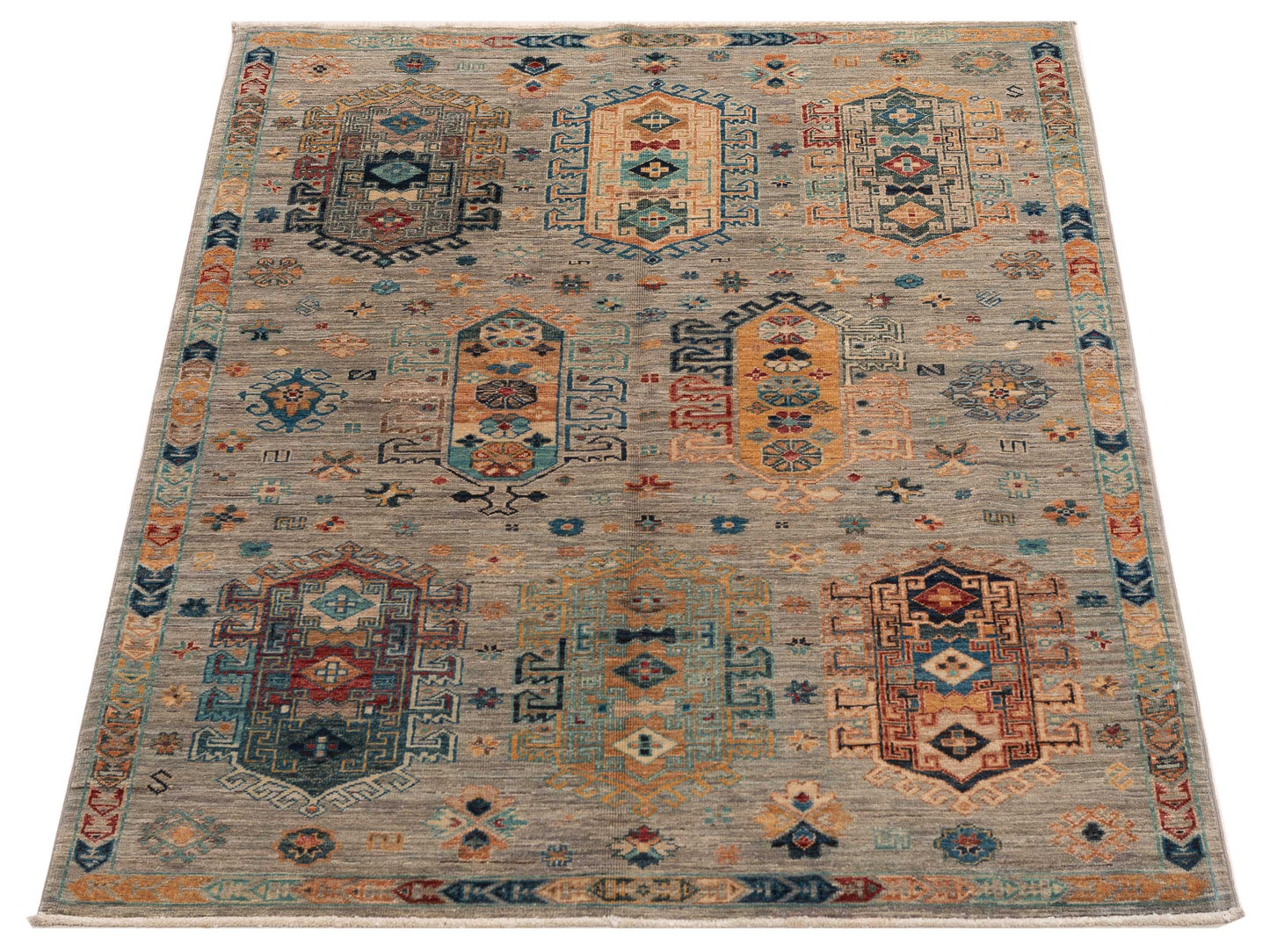 Artisan Kars 152193 Gray Gray 4.2x6.1 Hand Knotted Rug