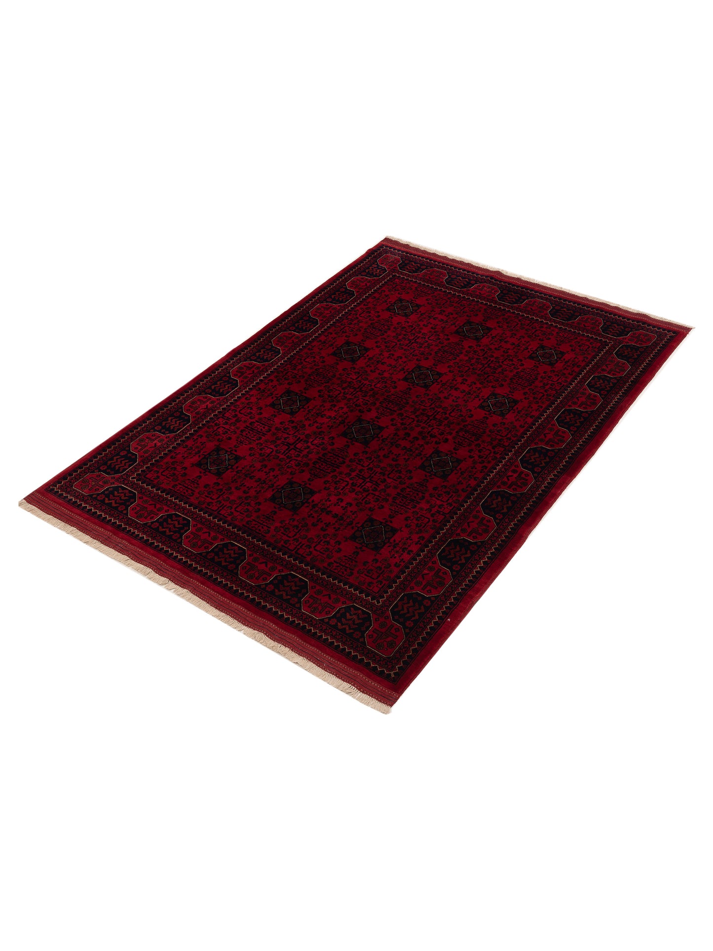 Afghan Belcik 153585 Red Navy 5.8x8 Hand Knotted Rug