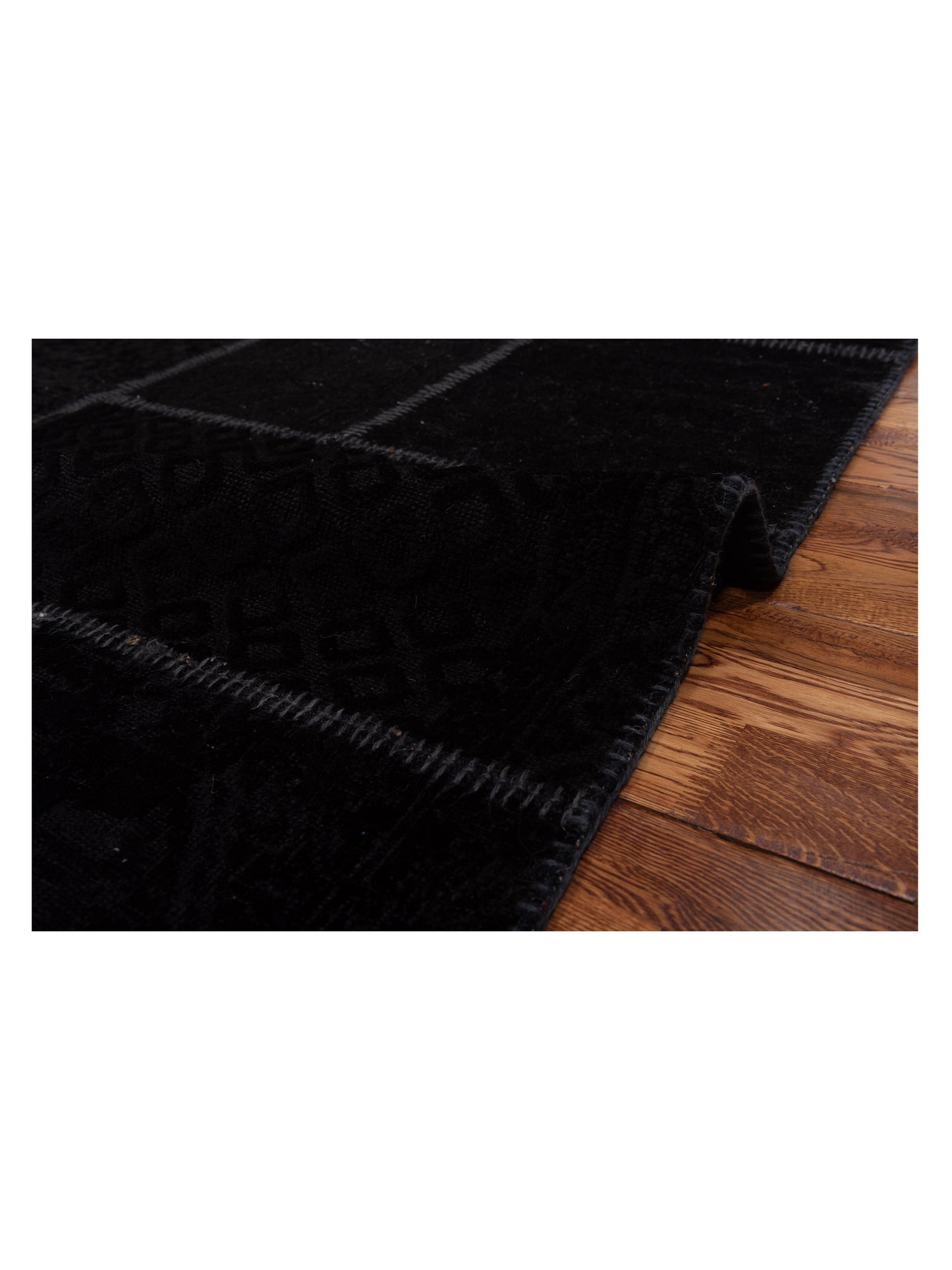 Turkish Vestige Patchwork 109440 Black Black 5.10x7.9 Hand Knotted Rug