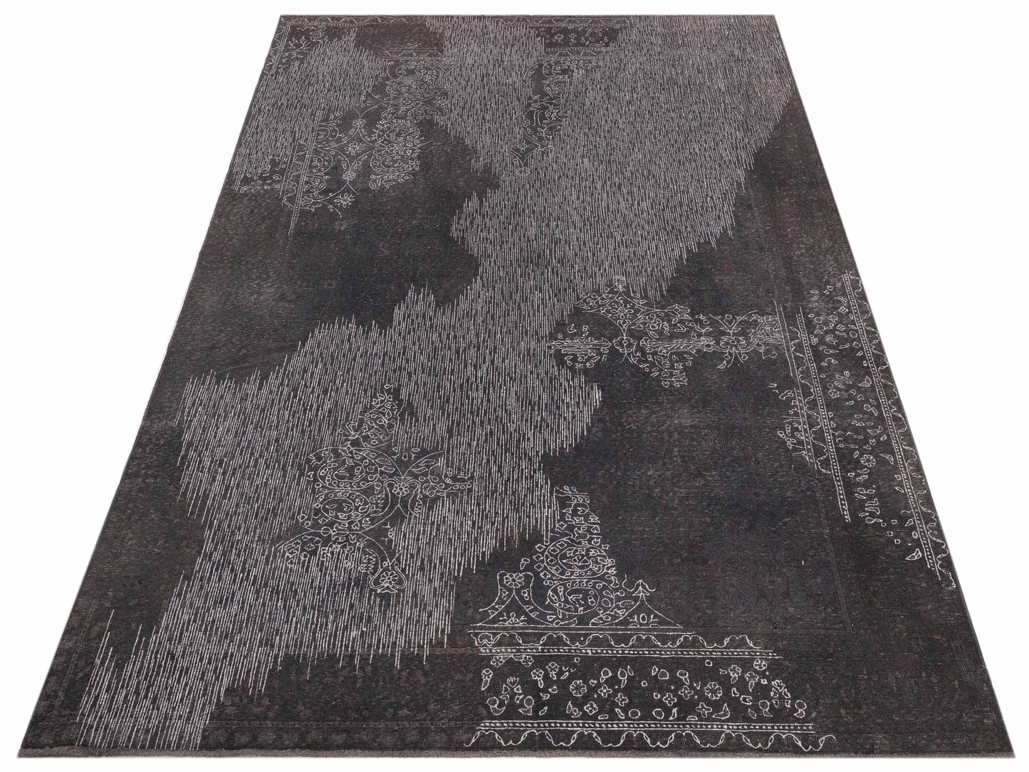 Vintage 122322 Dark Gray 6.5x9.6 Hand Knotted Rug