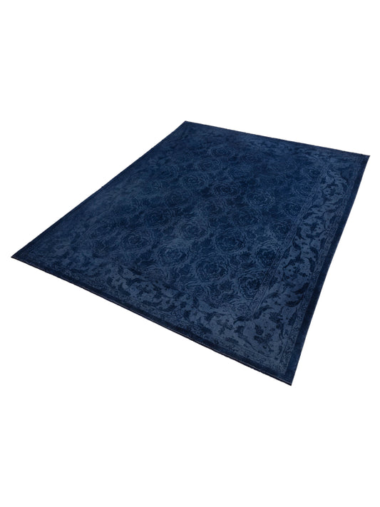 Color Bouquet 113964 Dark Blue Dark Blue 12.1x15.1 Hand Knotted Rug