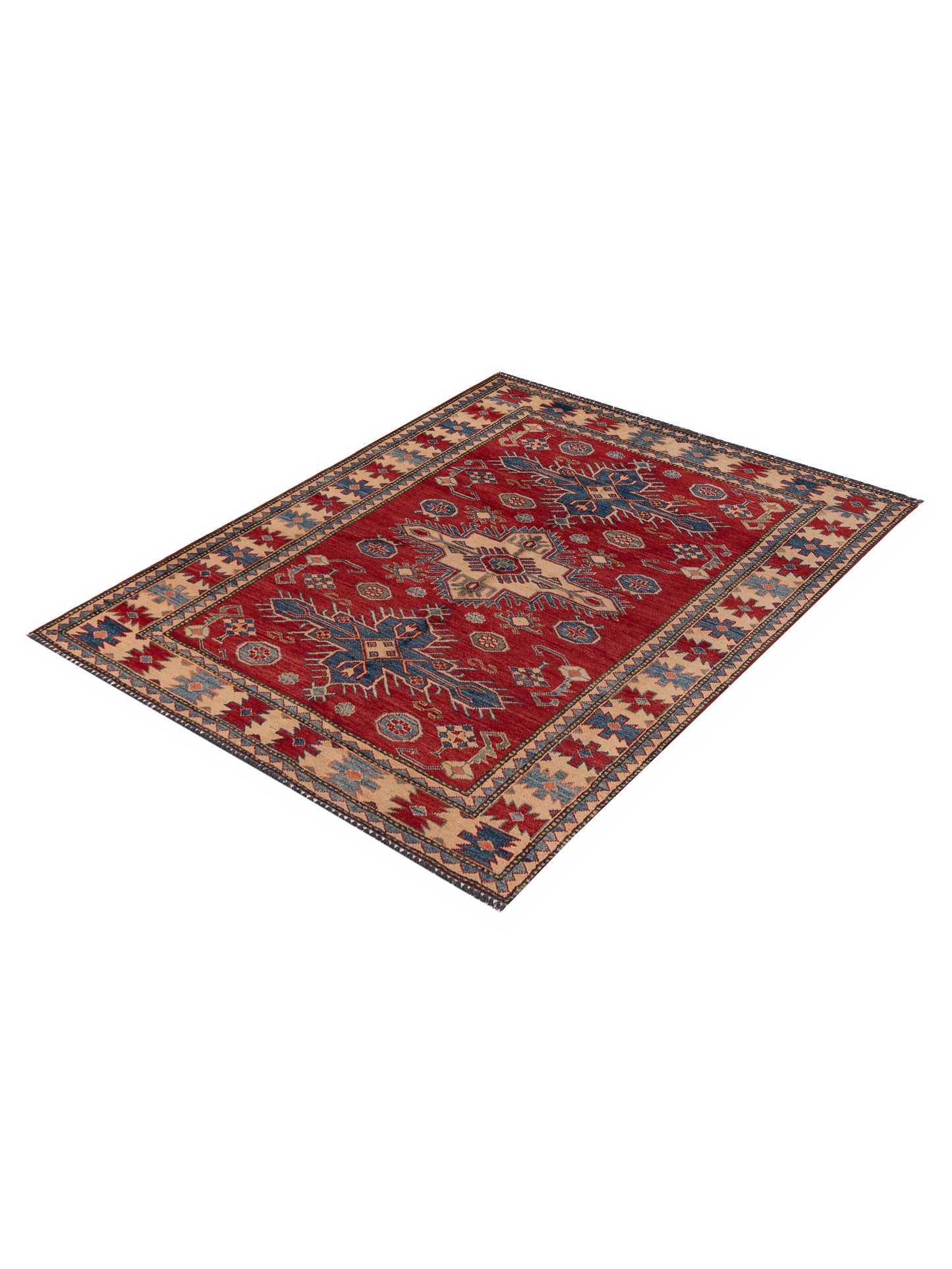 Kazak 999182 Red Beige 4.5x6.2 Hand Knotted Rug